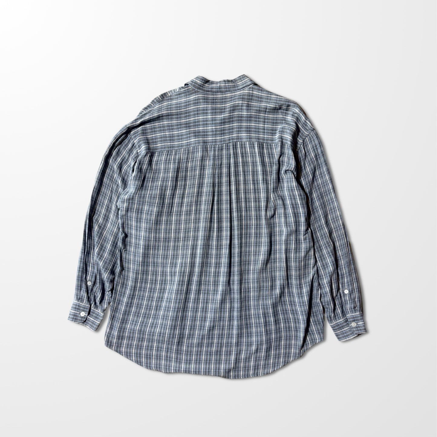 Rayon Check Shirt – Blue Gray – XL Perry Ellis