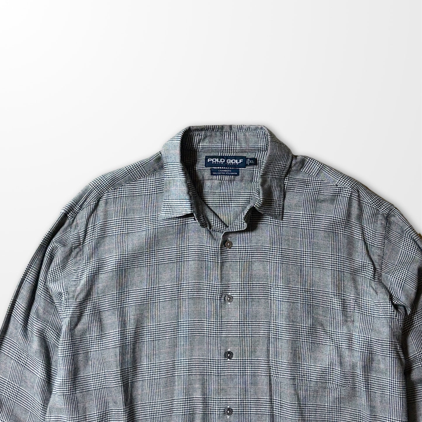 Cotton Rayon Glen Check Shirt Polo Golf Ralph Lauren – XL