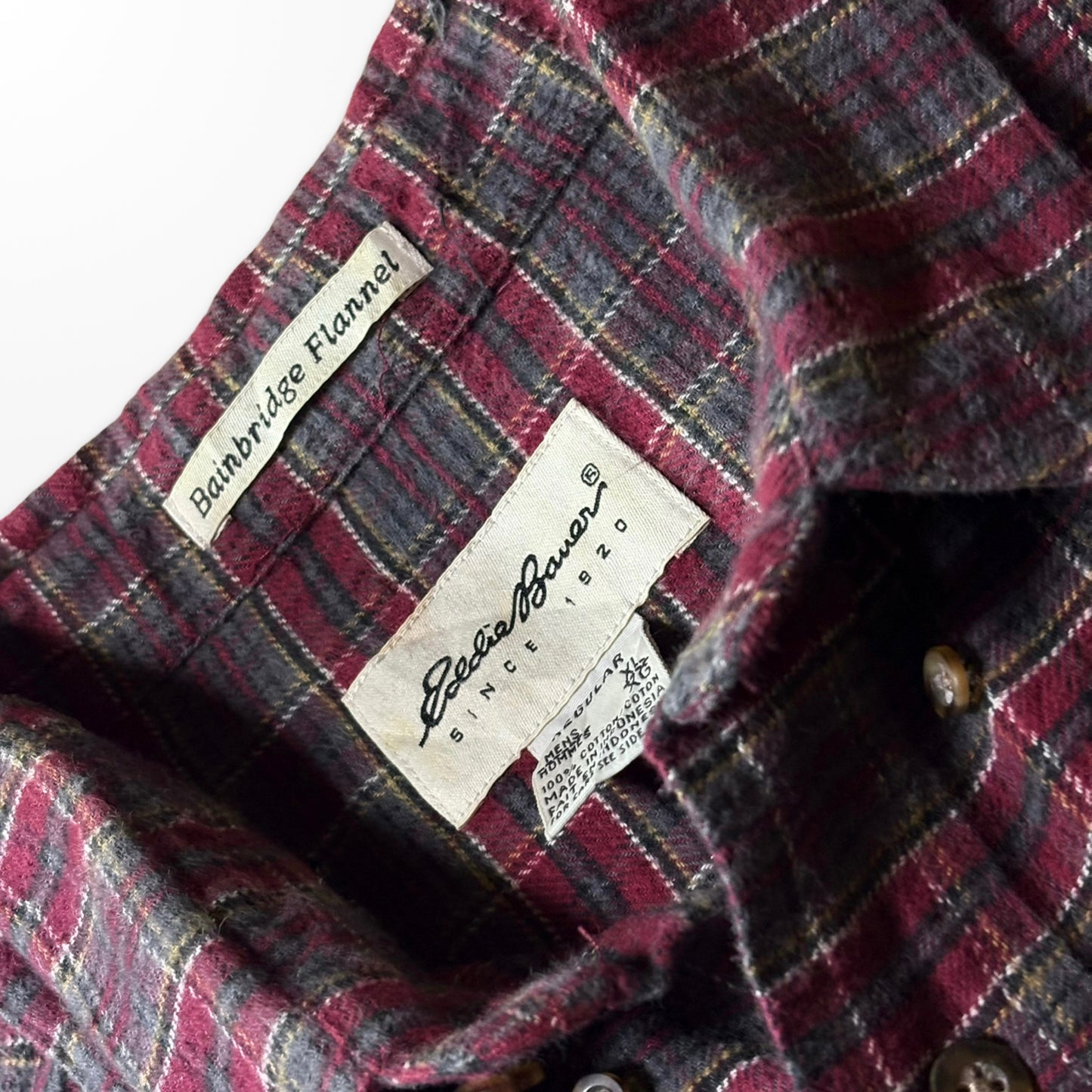 Eddie Bauer Cotton Flannel Check Shirt – Red & Grey – XL