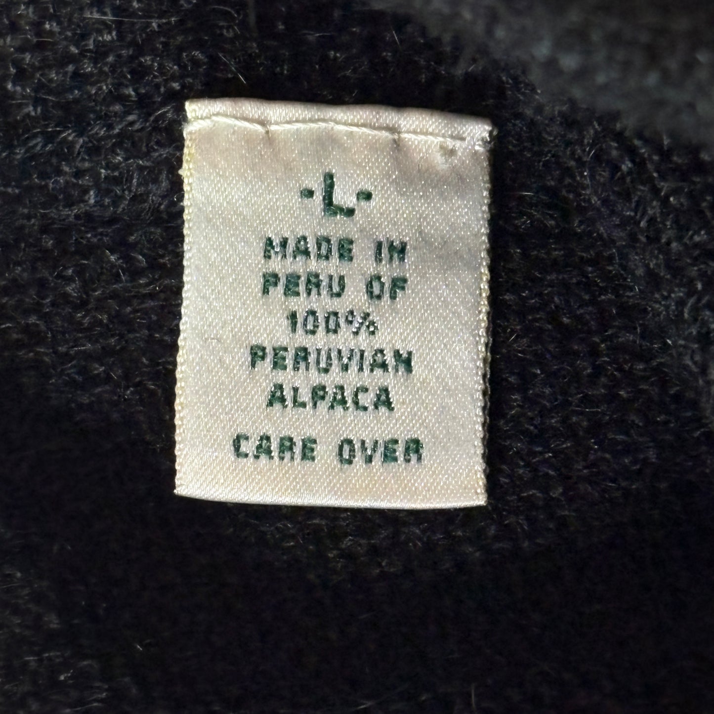 Alpaca 100% Crewneck Knit Sweater – Black, L