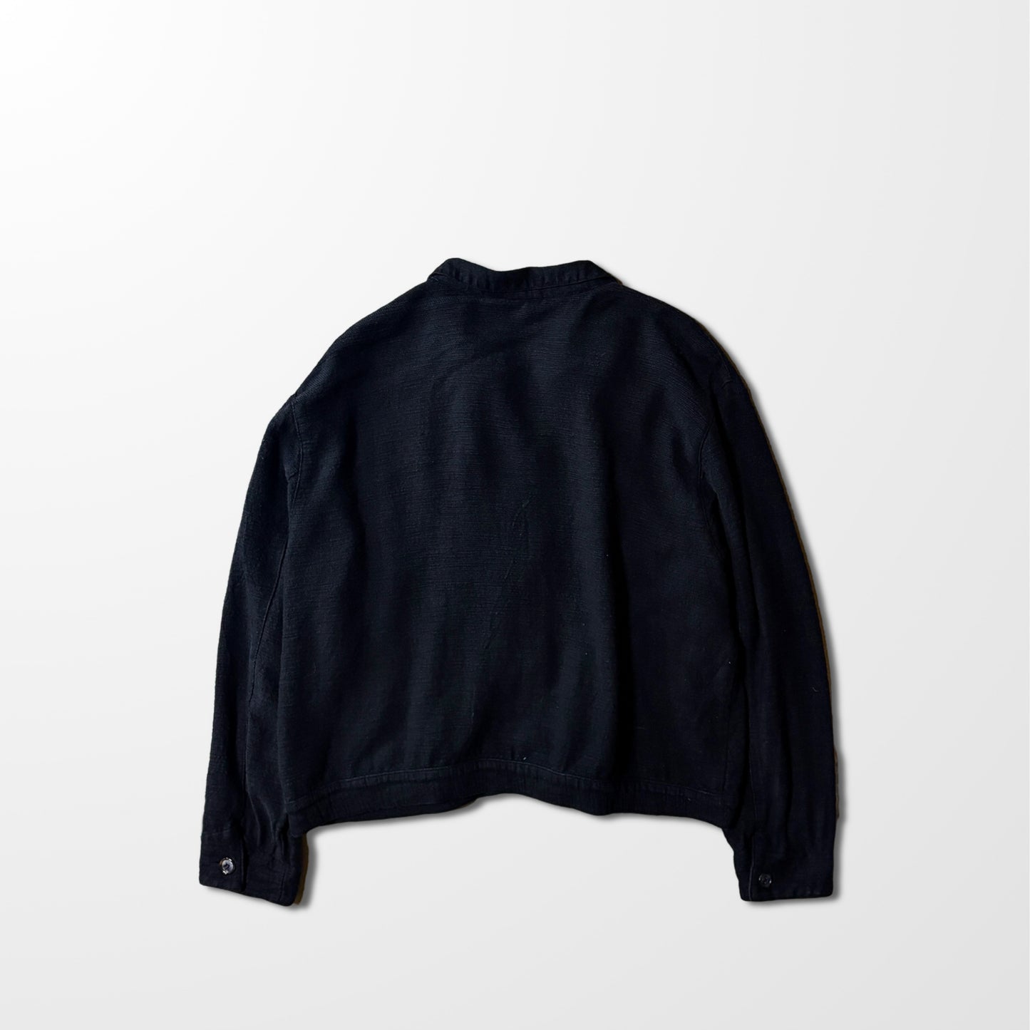 Cotton Linen Rayon Zip Jacket Black – L-CP Shades-