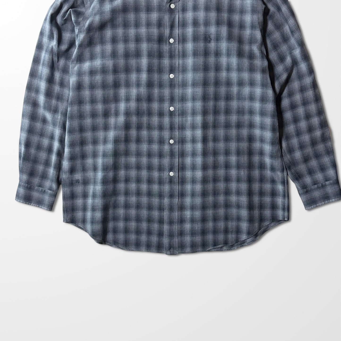Ralph Lauren Ombre Check Silk Blend Shirt Black – L