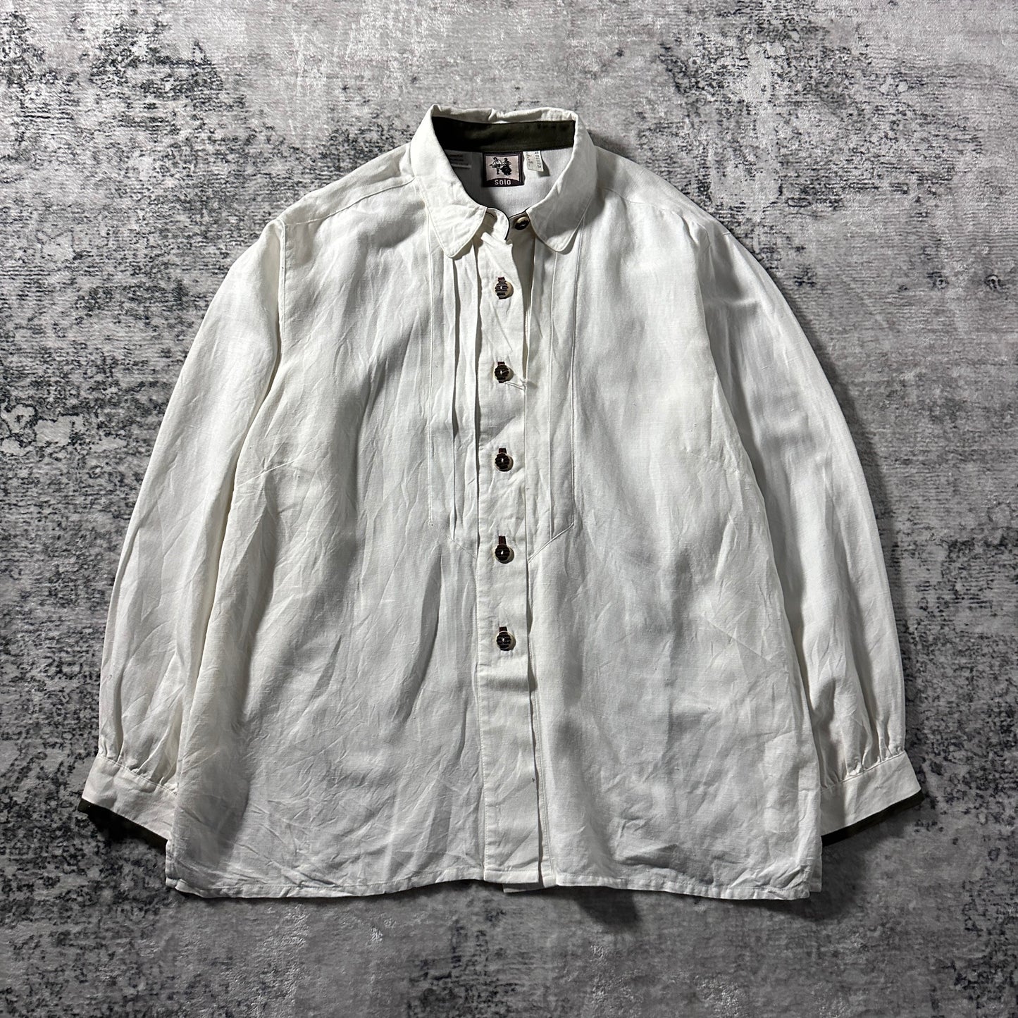 Linen Viscose White Pleated Blouse – EU 48 ‐ SOLO