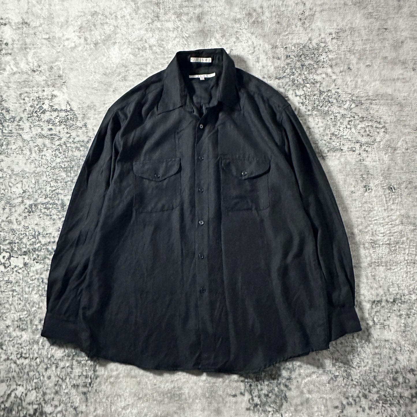 Perry Ellis Black Two-Pocket Long Sleeve Shirt – L - Rayon