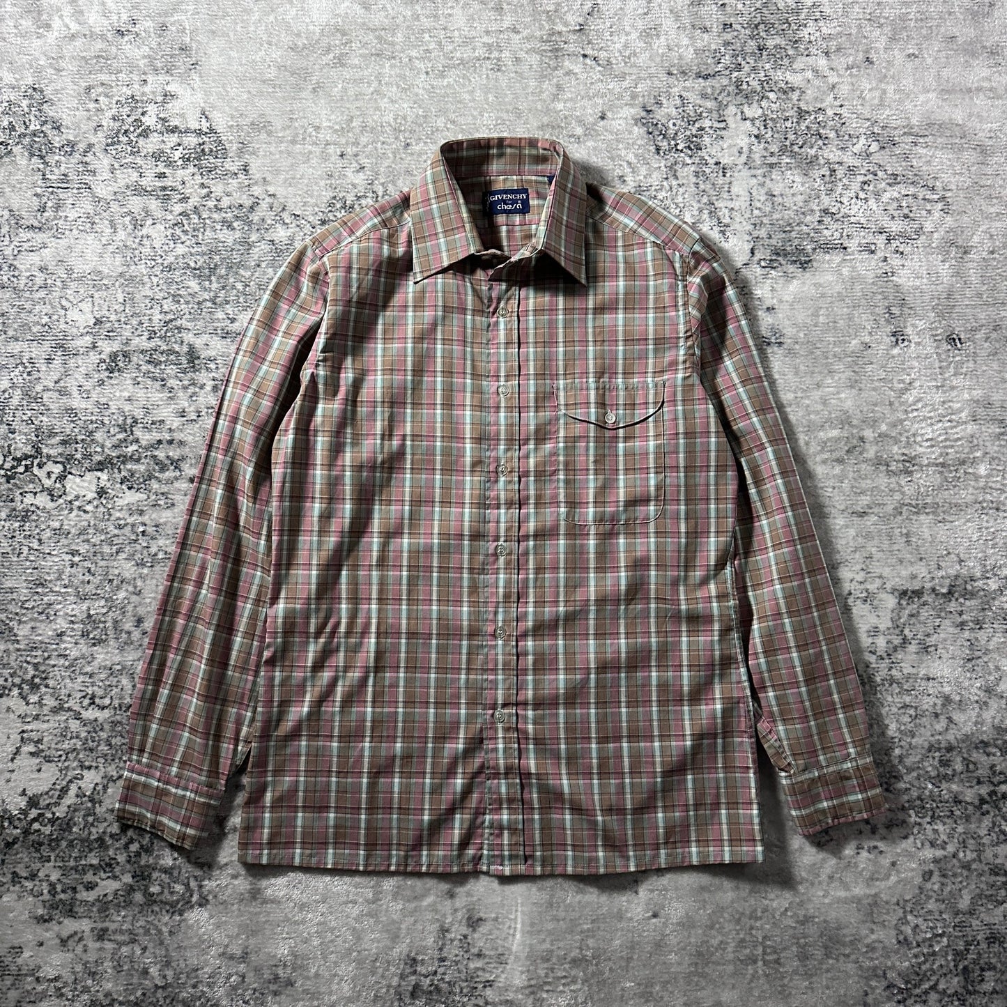 Givenchy for chesa Cotton Blend Pink Green Plaid Shirt – M