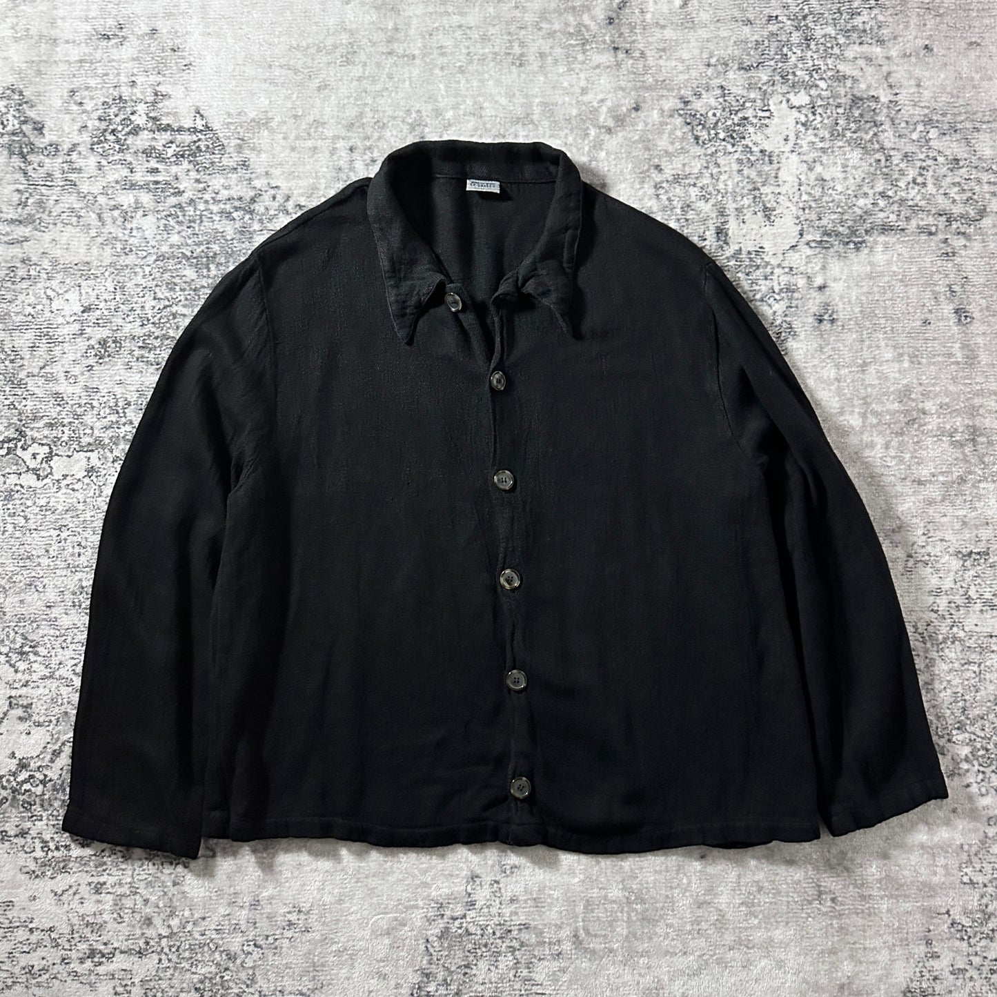 CP Shades Rayon Linen Black Cropped Shirt – L