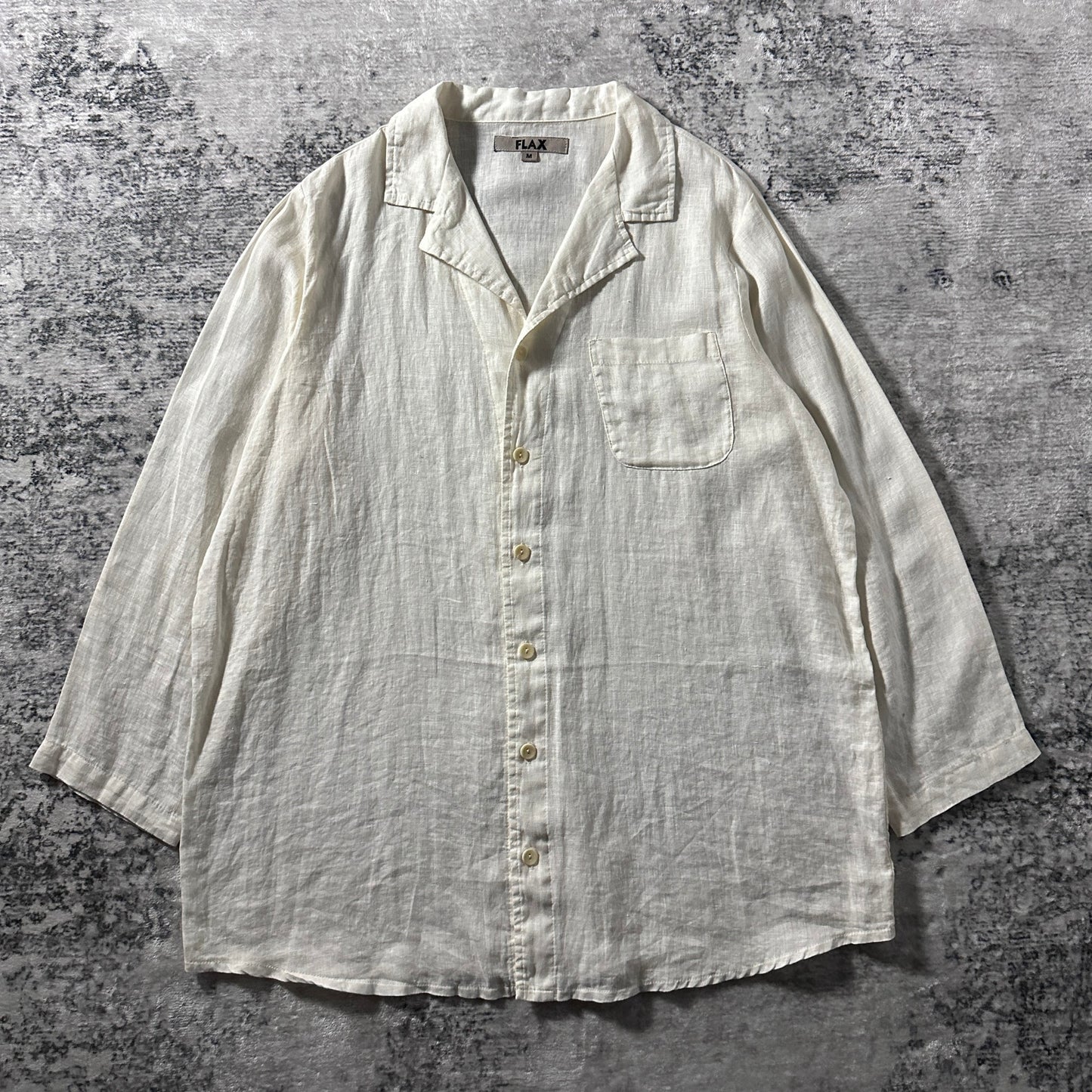 FLAX 100% Linen White Long Sleeve Shirt – M