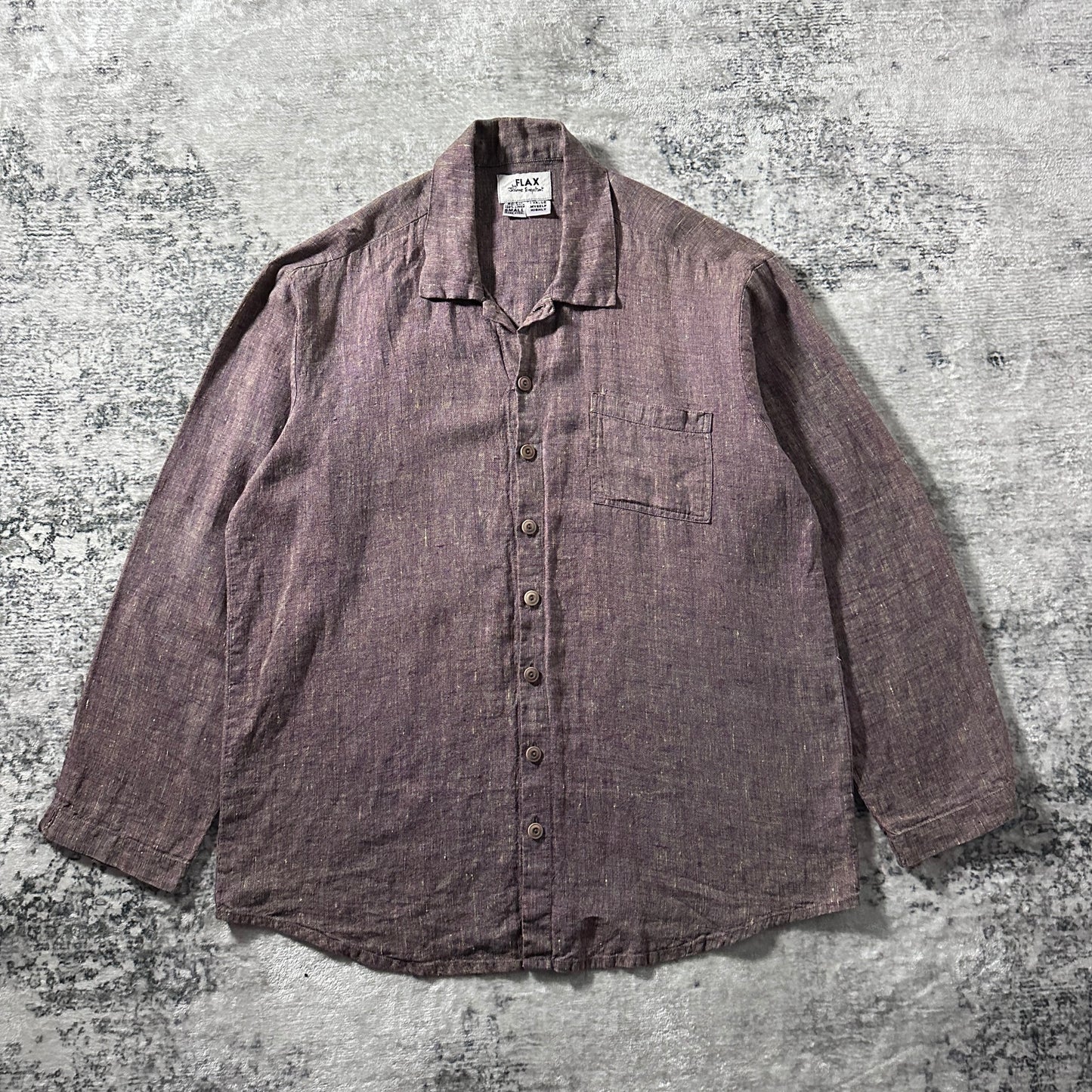 FLAX 100% Linen Smoky Plum Long Sleeve Shirt – Small