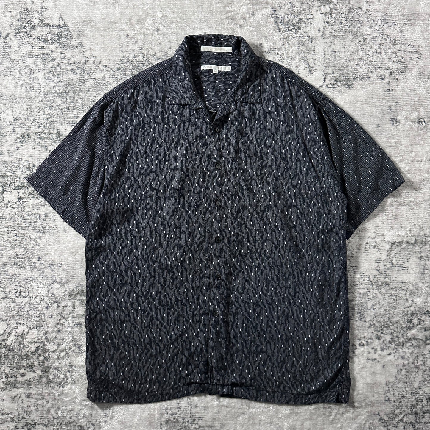 Perry Ellis Textured Dot Short Sleeve Shirt – L / Black