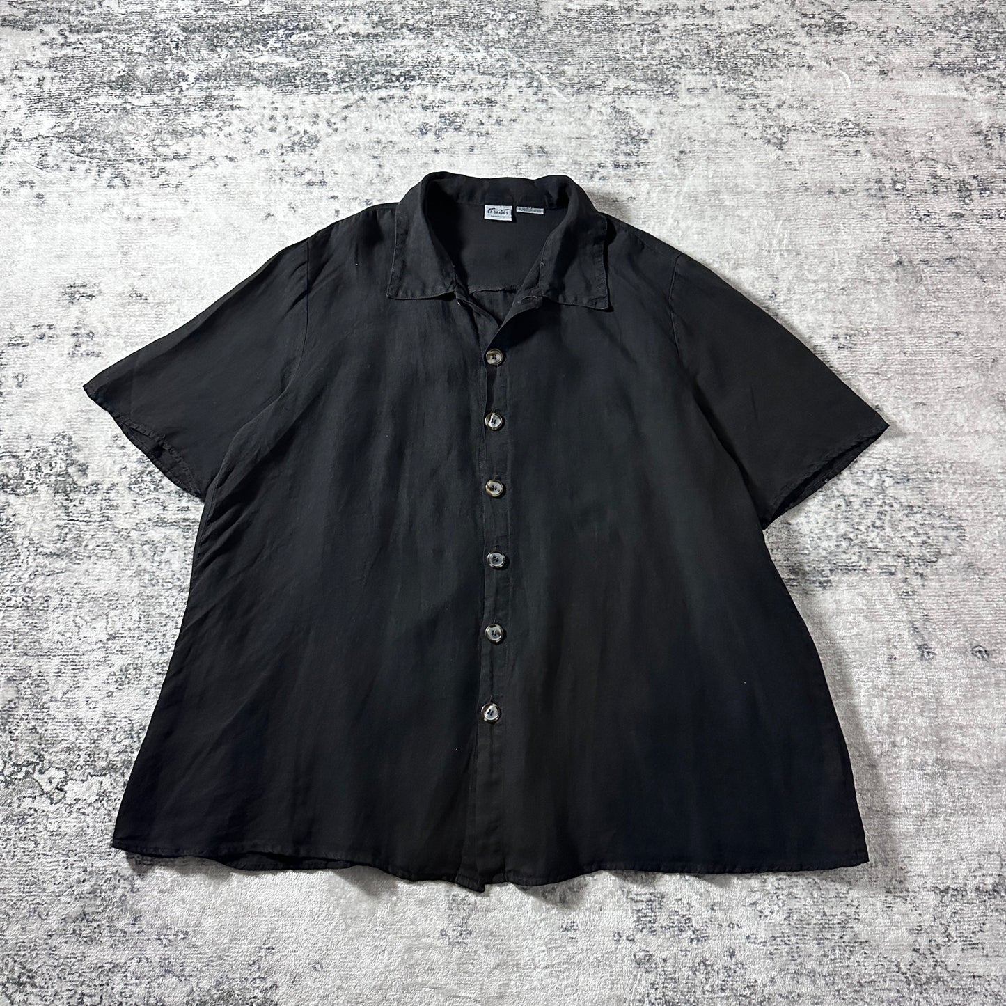 CP SHADES Pure Irish Linen Black Short Sleeve Shirt / Size M