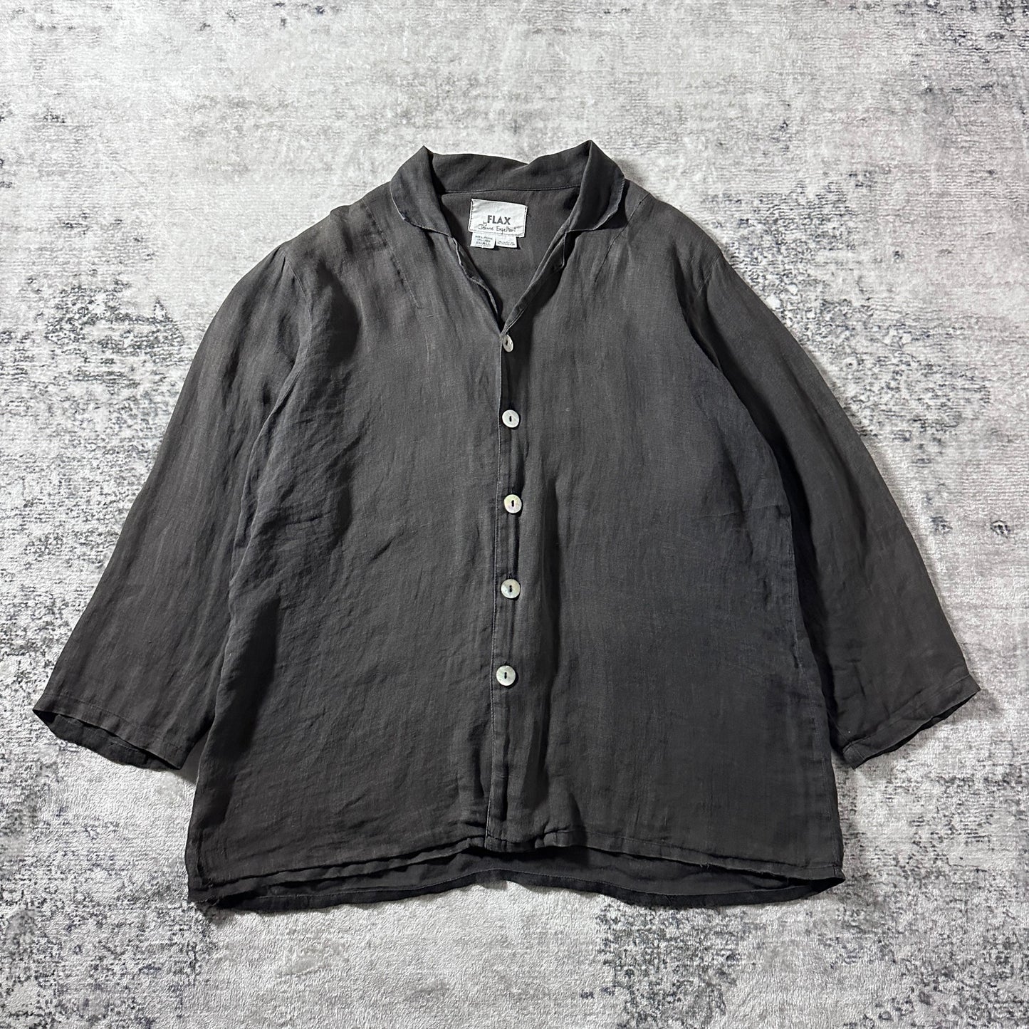 FLAX Linen Charcoal Shirt Jacket / Size S - Black