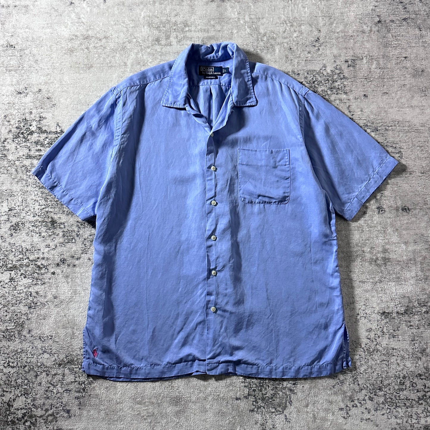 Polo by Ralph Lauren CALDWELL Blue Open Collar Shirt / Size L Silk Linen