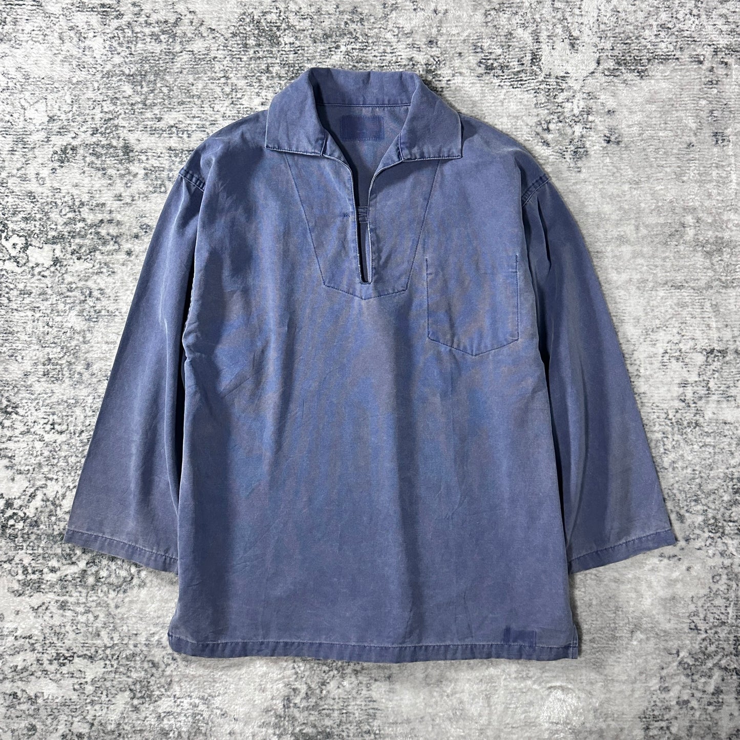 Fisherman's smock Pullover Skipper Smock Shirt / Faded Blue / 100% Cotton