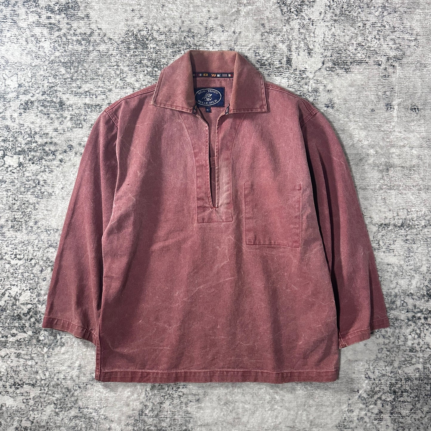 Fisherman's smock Pullover Shirt / Size M / Faded Dusty Rose