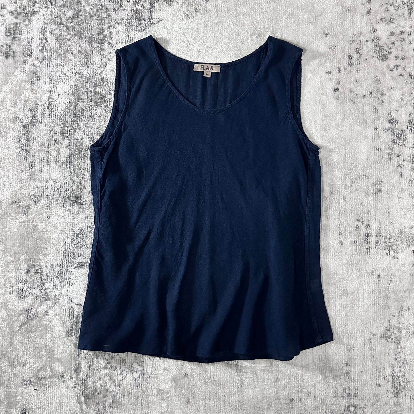 FLAX Linen Cotton Sleeveless Top Navy Size M