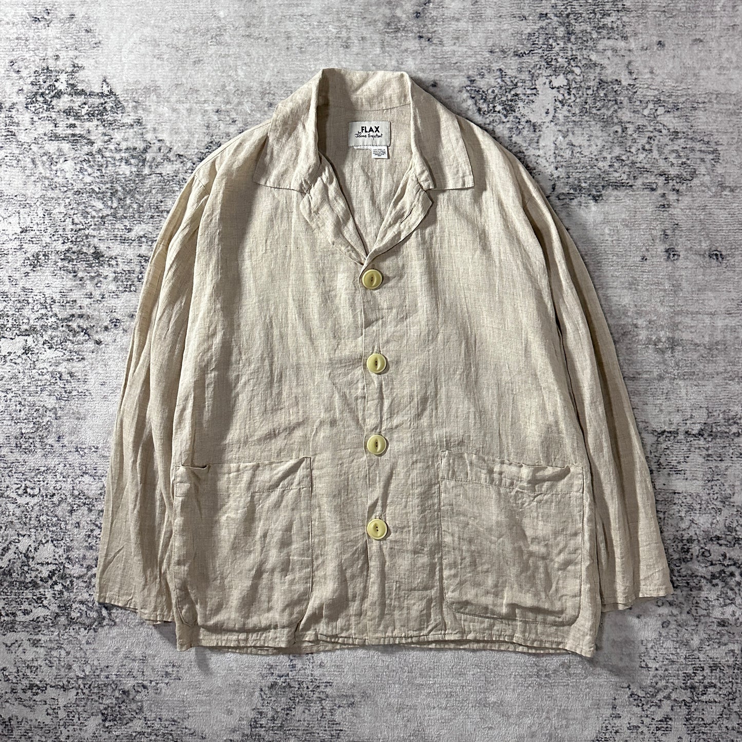 FLAX Natural Linen Jacket Beige Size M