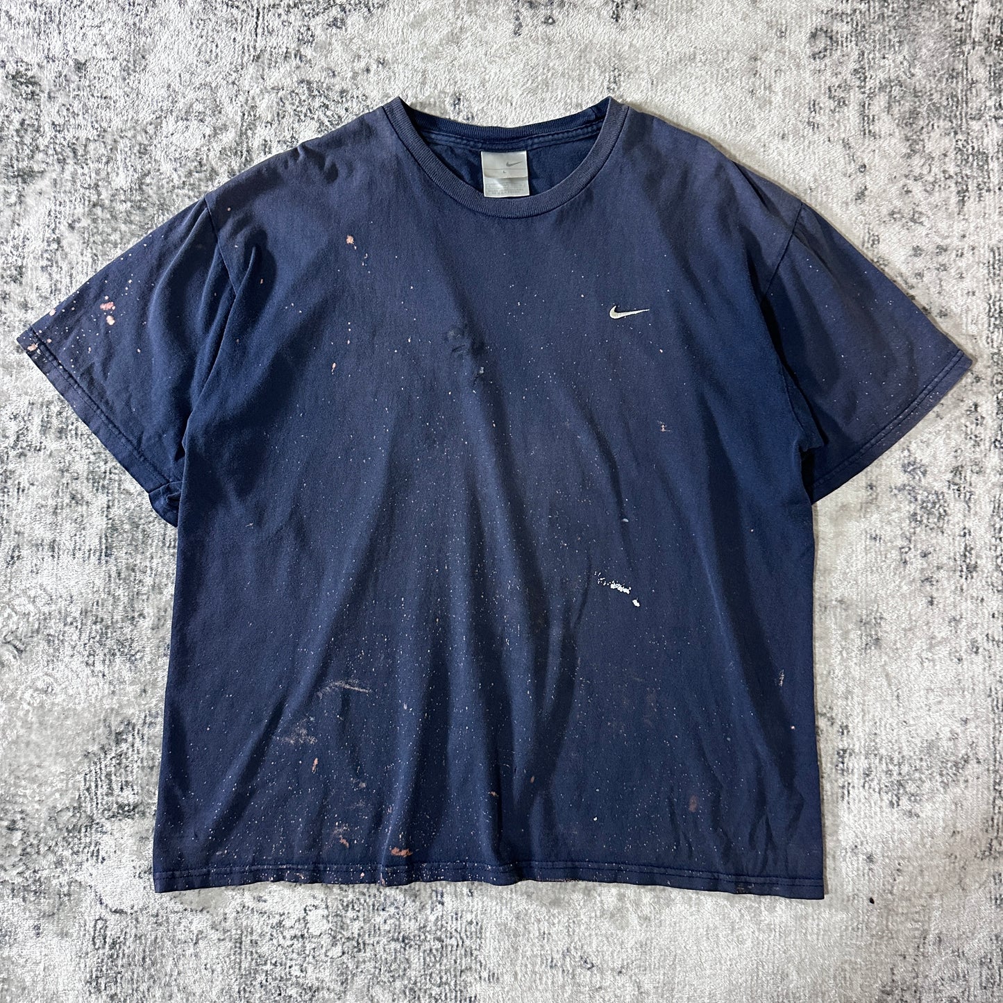 Nike Mini Swoosh Navy Paint Splatter T-Shirt L Cotton
