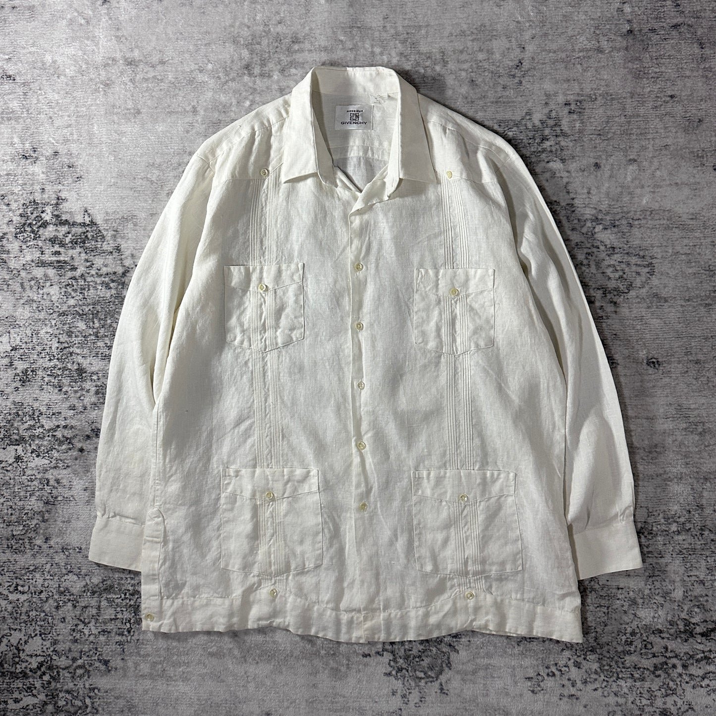 Givenchy Linen Guayabera Shirt White Large Fit