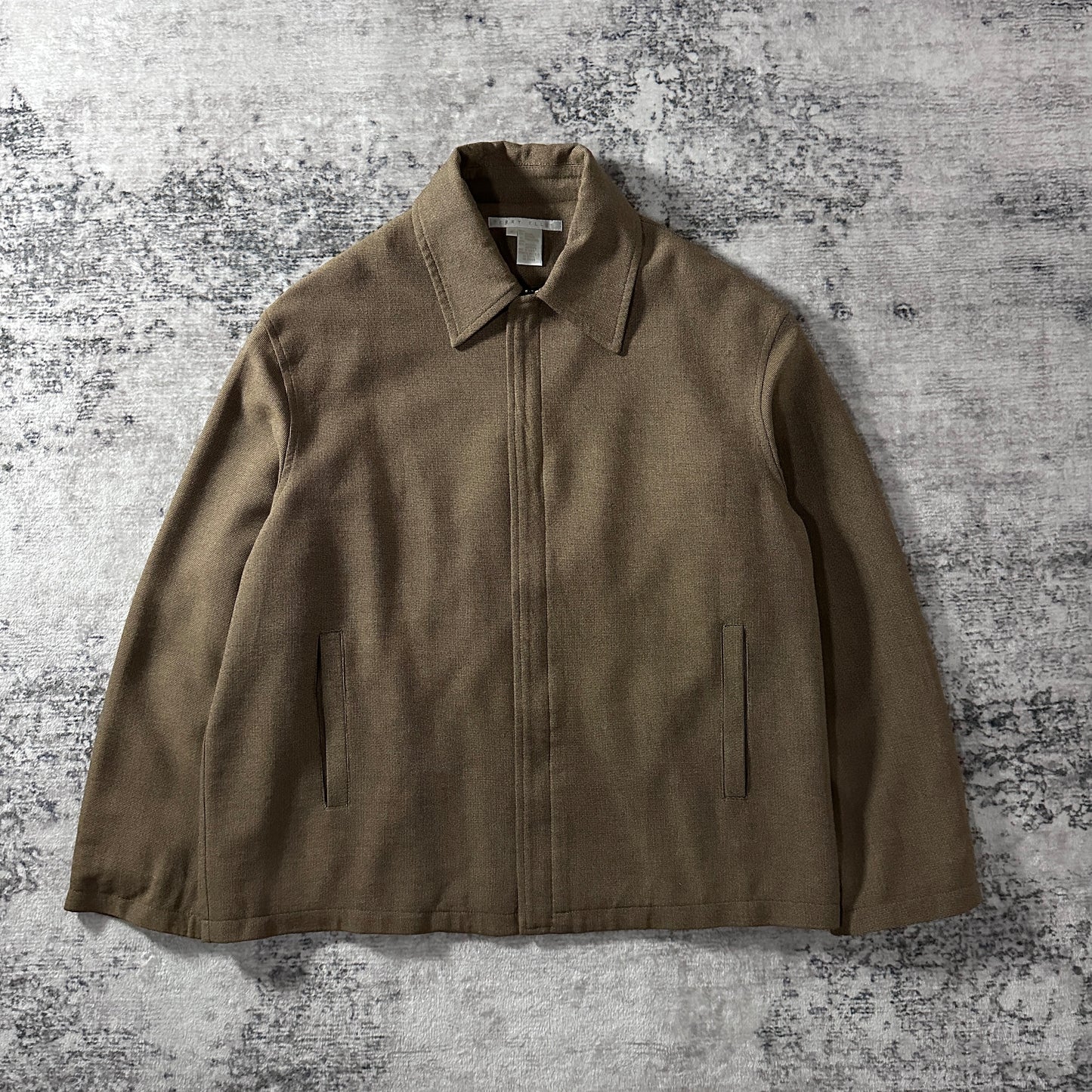 PERRY ELLIS Rayon Wool Zip Jacket Medium Taupe Brown