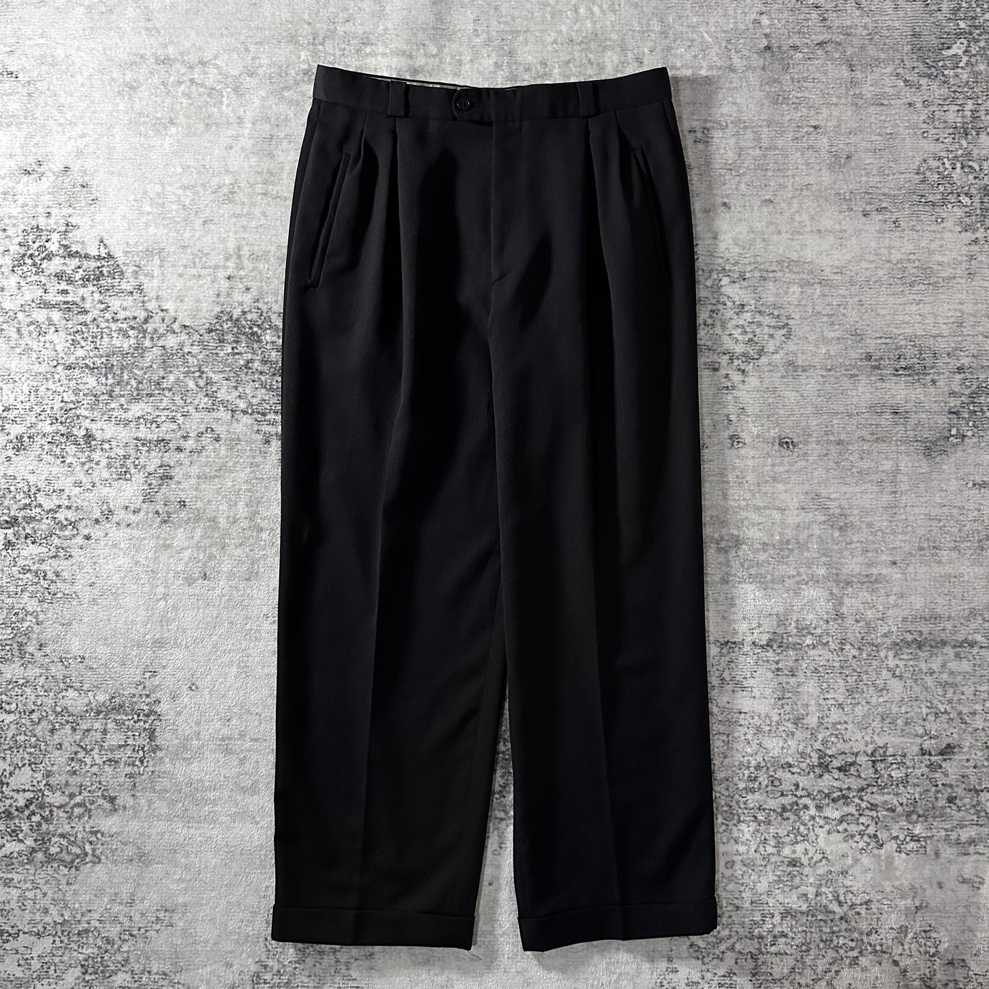 Zanella Virgin Wool Pleated Trousers 34 Black Made in Italy
