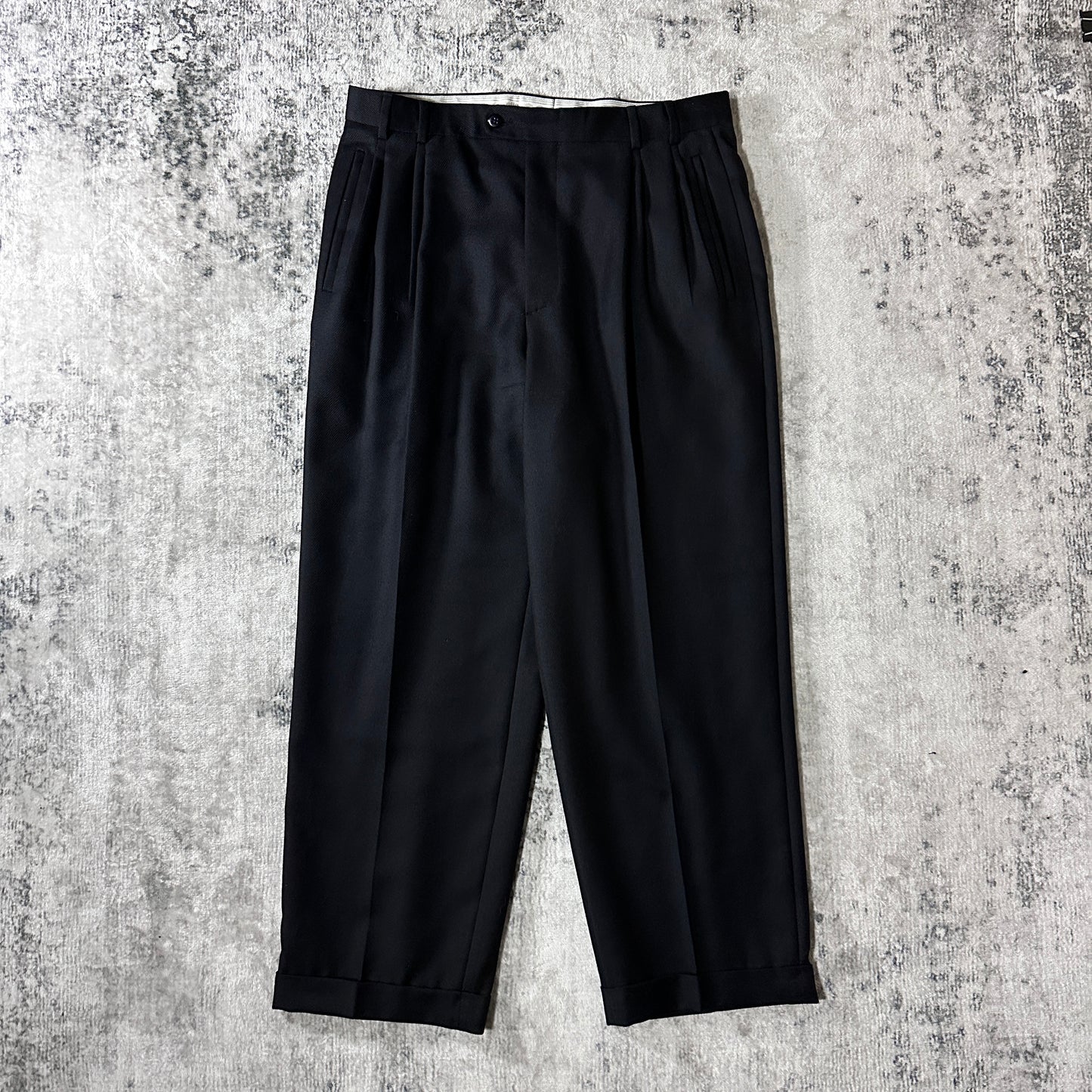 Zanella Wool Pleated Trousers 34 Black Made in Italy