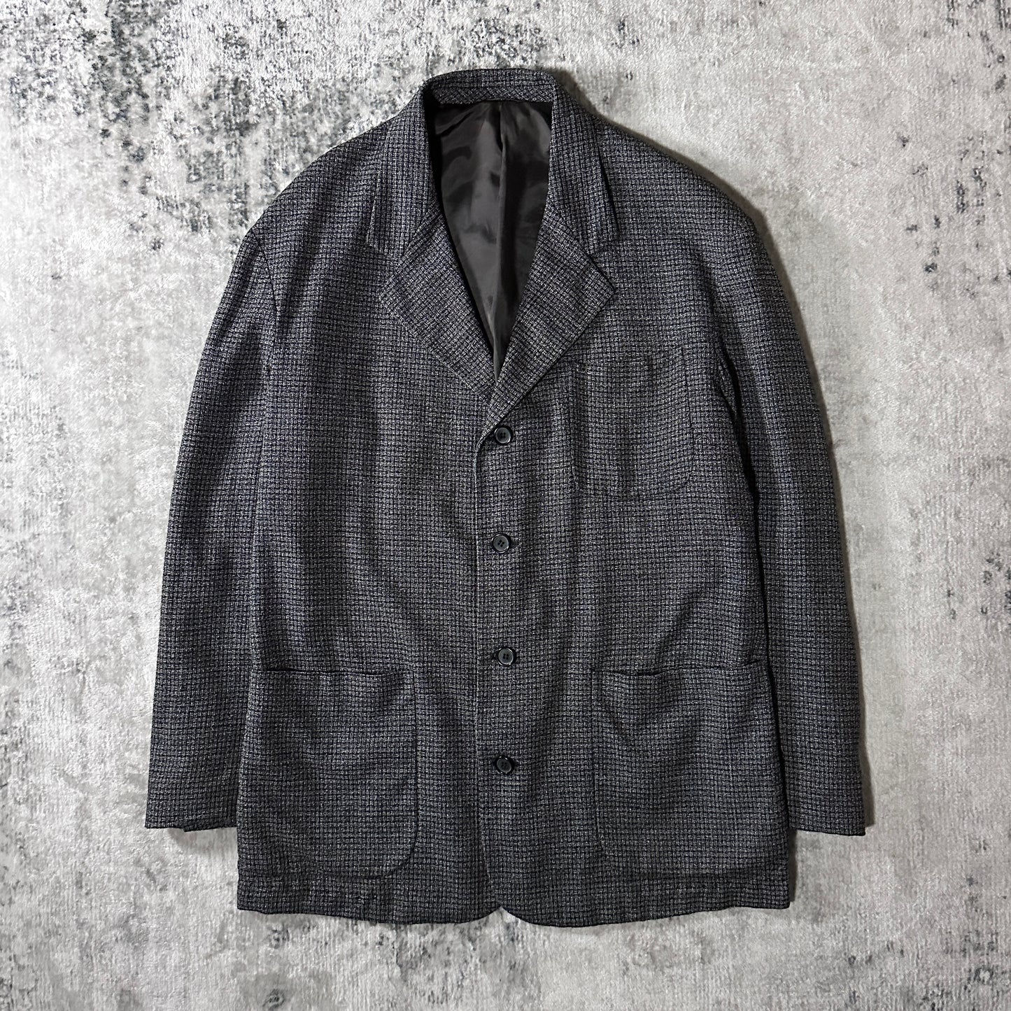 Viscose Linen Tweed Jacket 48 Gray Made in France