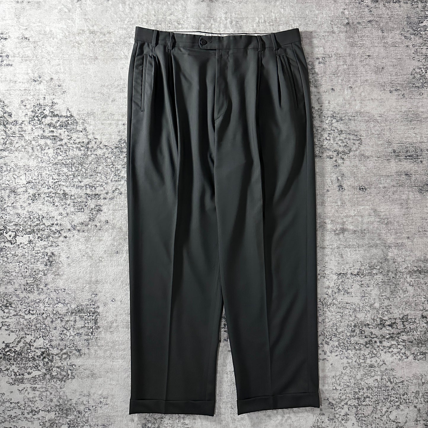 Zanella Charcoal Gray Wool Pleated Trousers Size 36