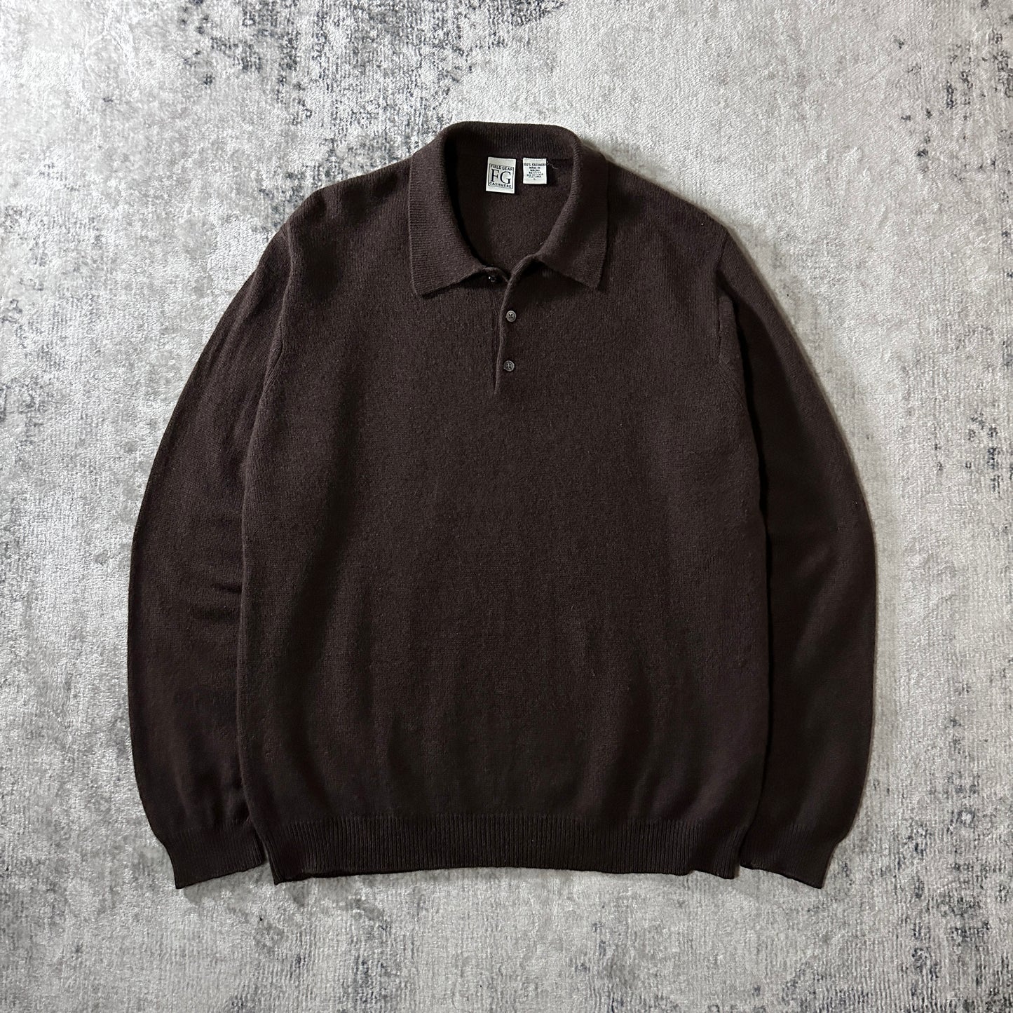 Cashmere Brown Knit Polo Sweater Size L