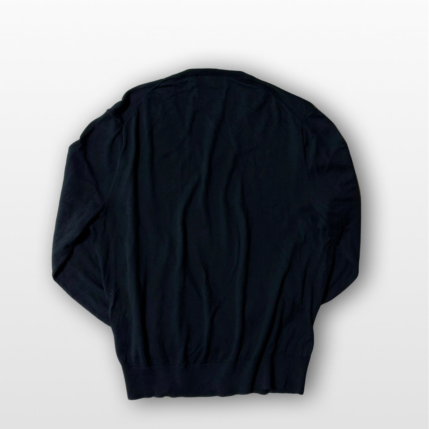 Ralph Lauren V-Neck Knit Sweater Black Cotton Silk Cashmere L