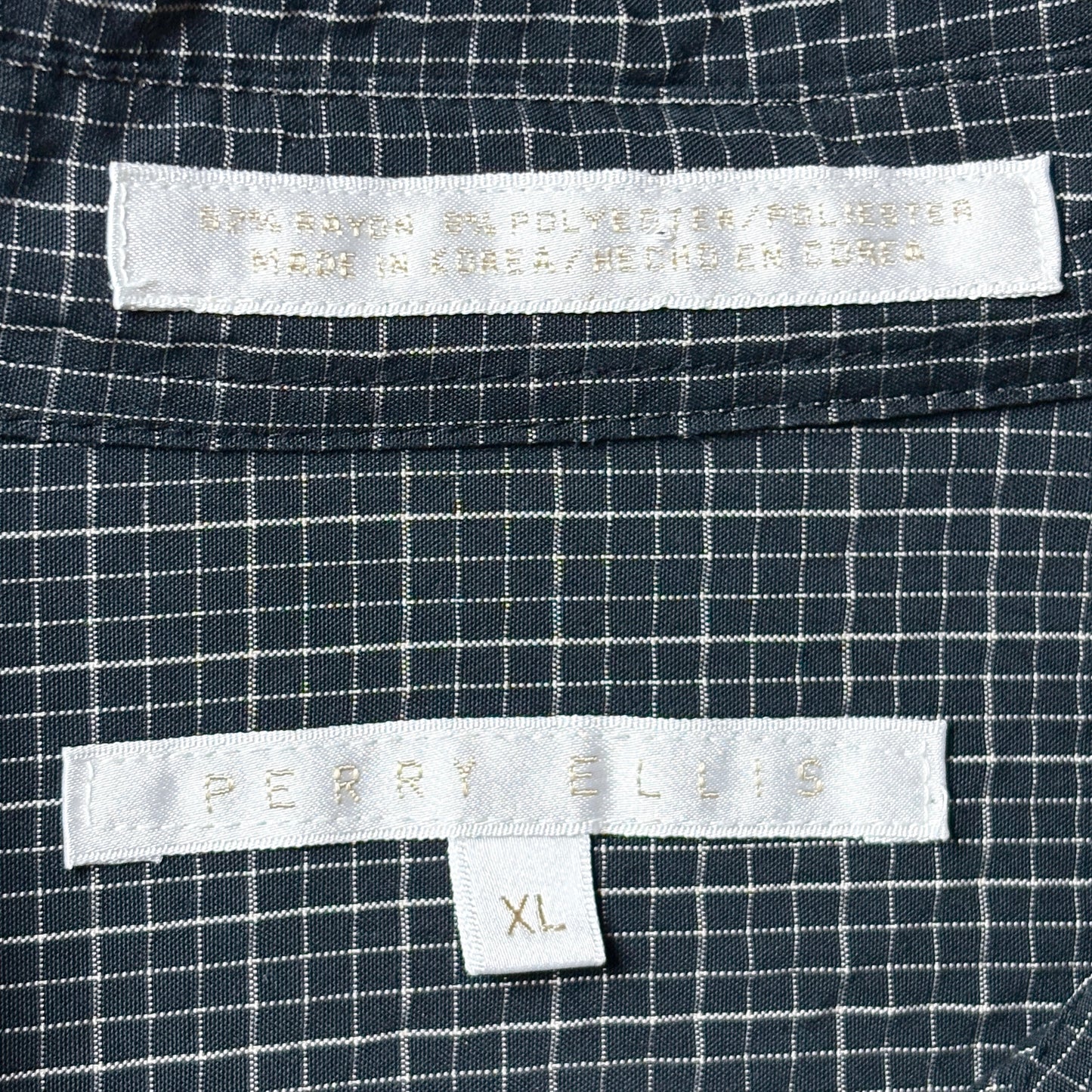 Rayon Blend Black Grid Shirt – XL Perry Ellis