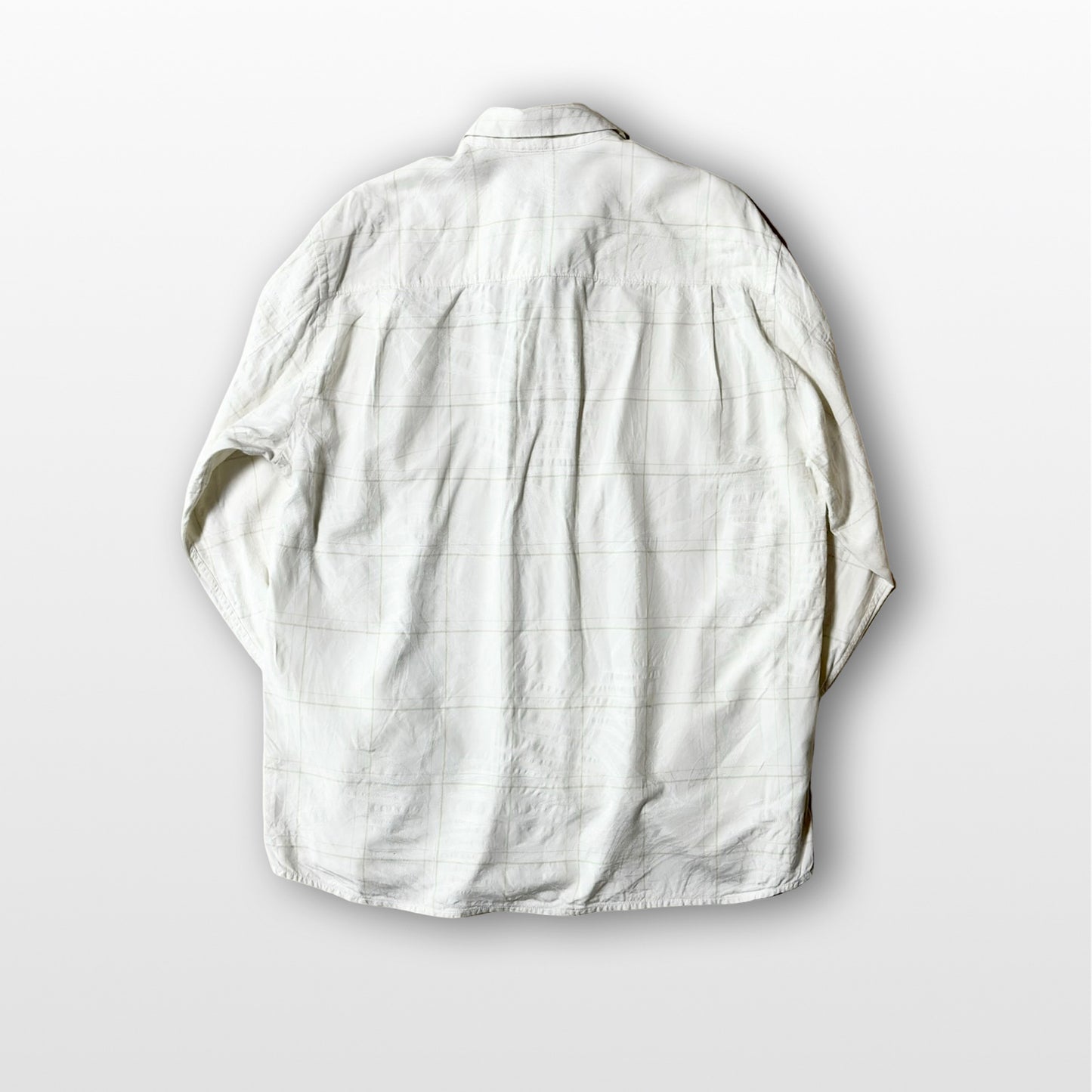 Silk Check Shirt Ivory L – Modern Relaxed Vintage