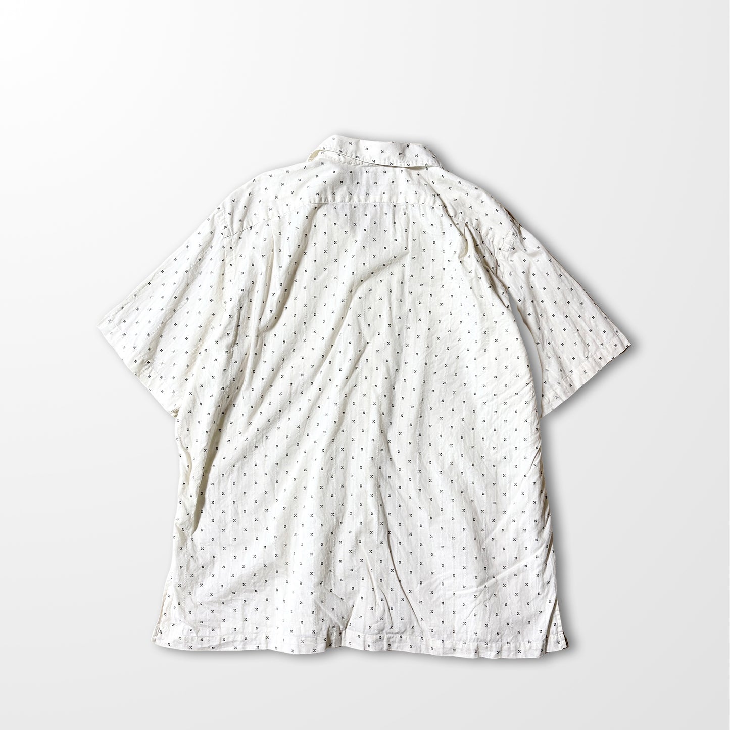 Ivory Patterned Open-Collar Shirt – XL Cotton & Rayon Blend CLAYTON