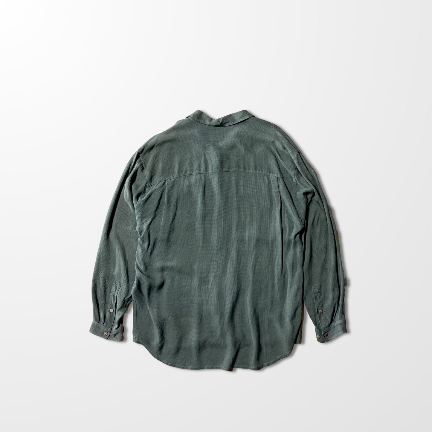 Silk Open Collar Flap Khaki Shirt – Sage Green