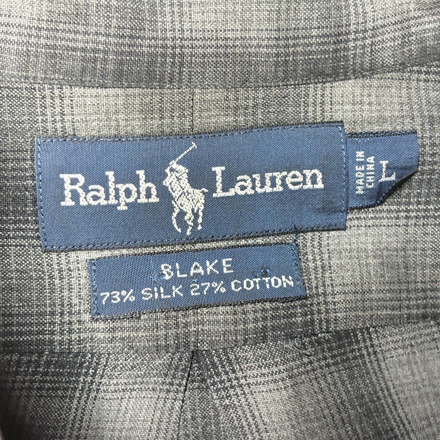 Ralph Lauren Ombre Check Silk Blend Shirt Black – L