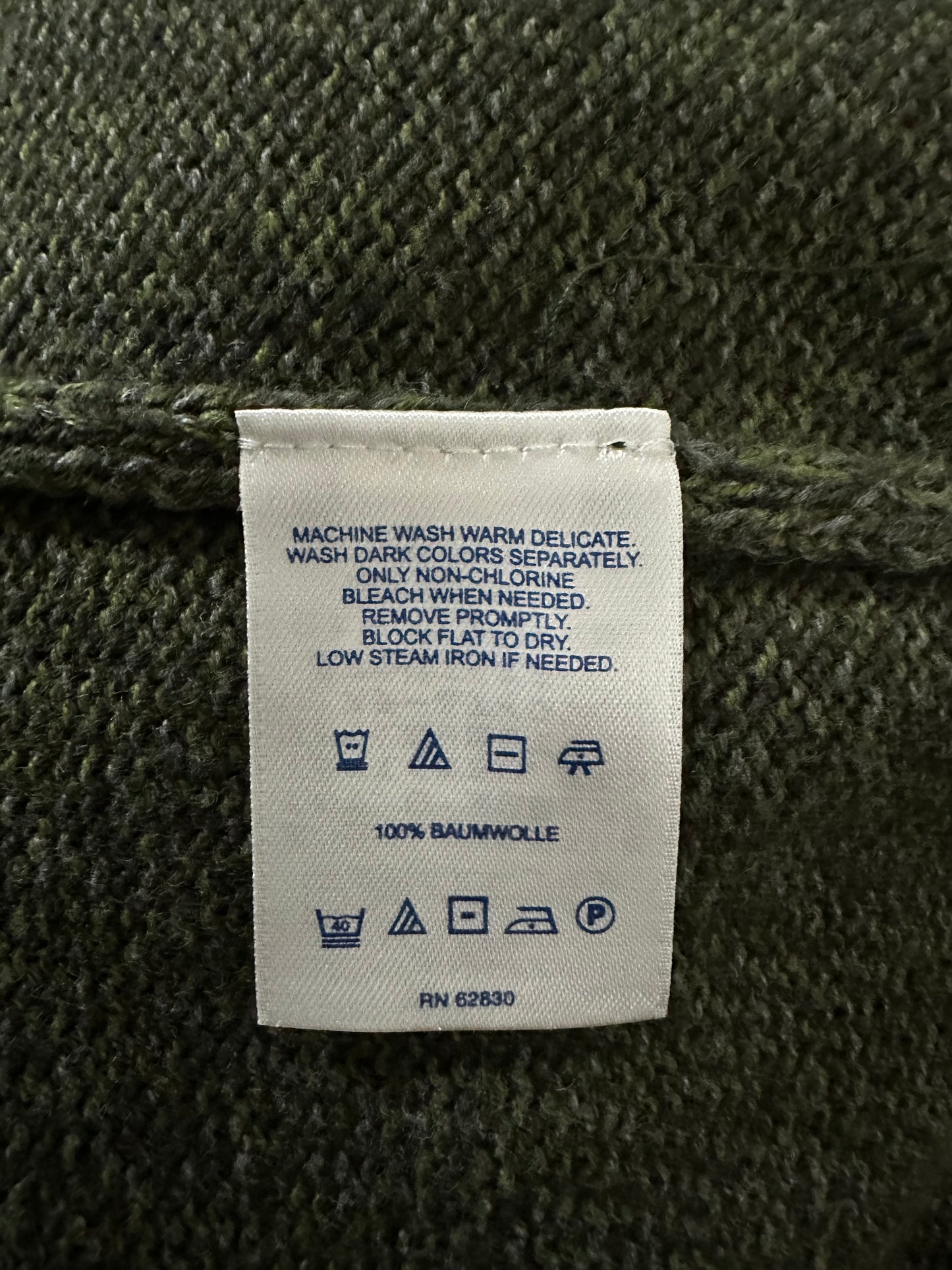 Lands’ End DRIFTER Cotton Knit Sweater – Olive Green – XL