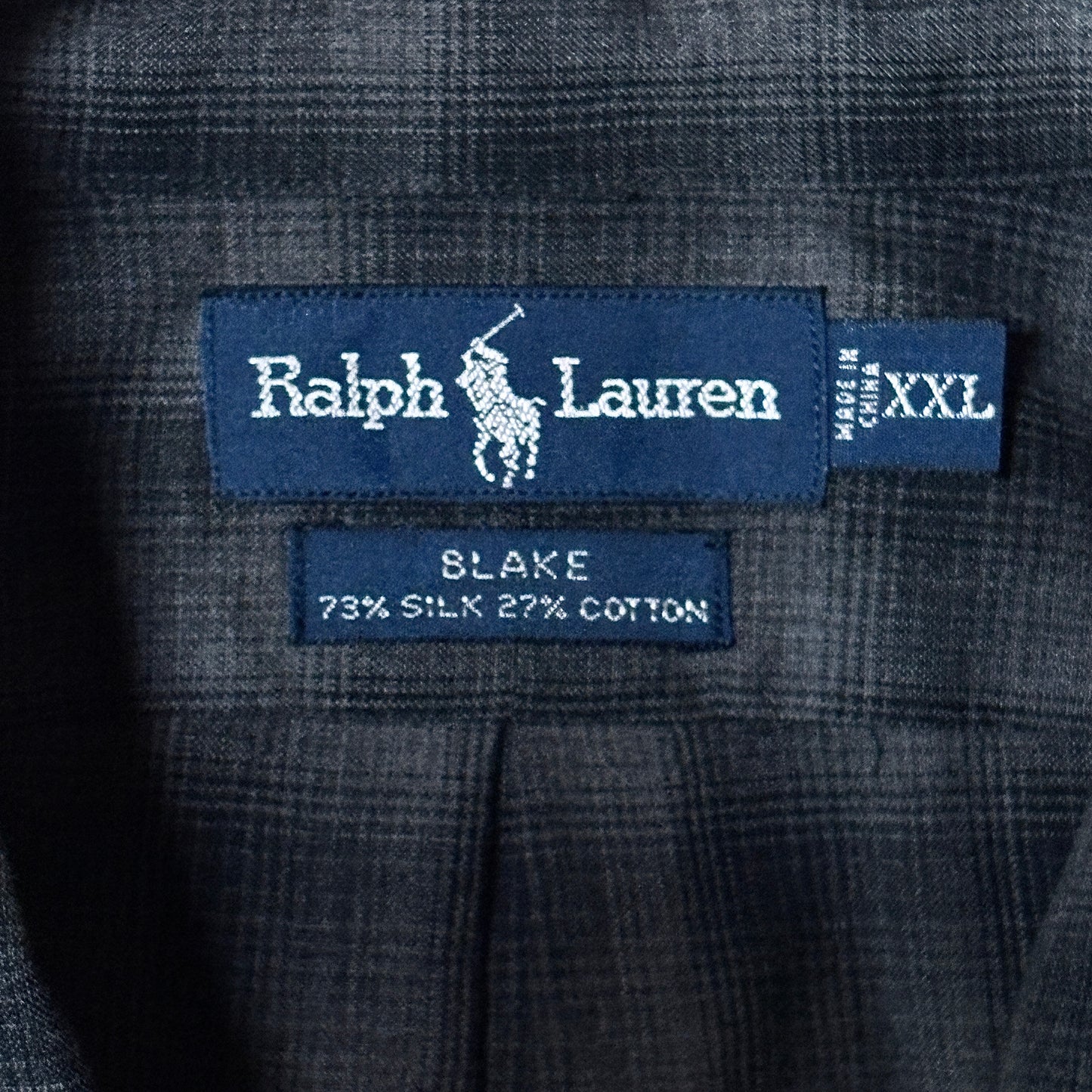Ralph Lauren Silk Cotton Blend Black Check Shirt – XXL
