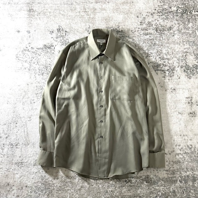 Yves Saint Laurent Olive Sheen Long Sleeve Shirt – L