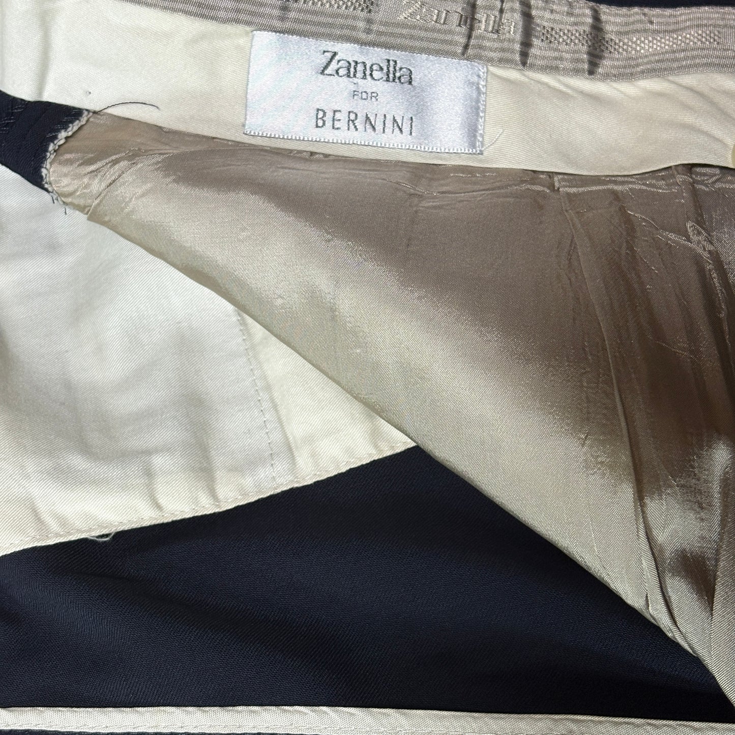 Zanella for Bernini Wool Pleated Dress Pants – Navy – Made in Italy