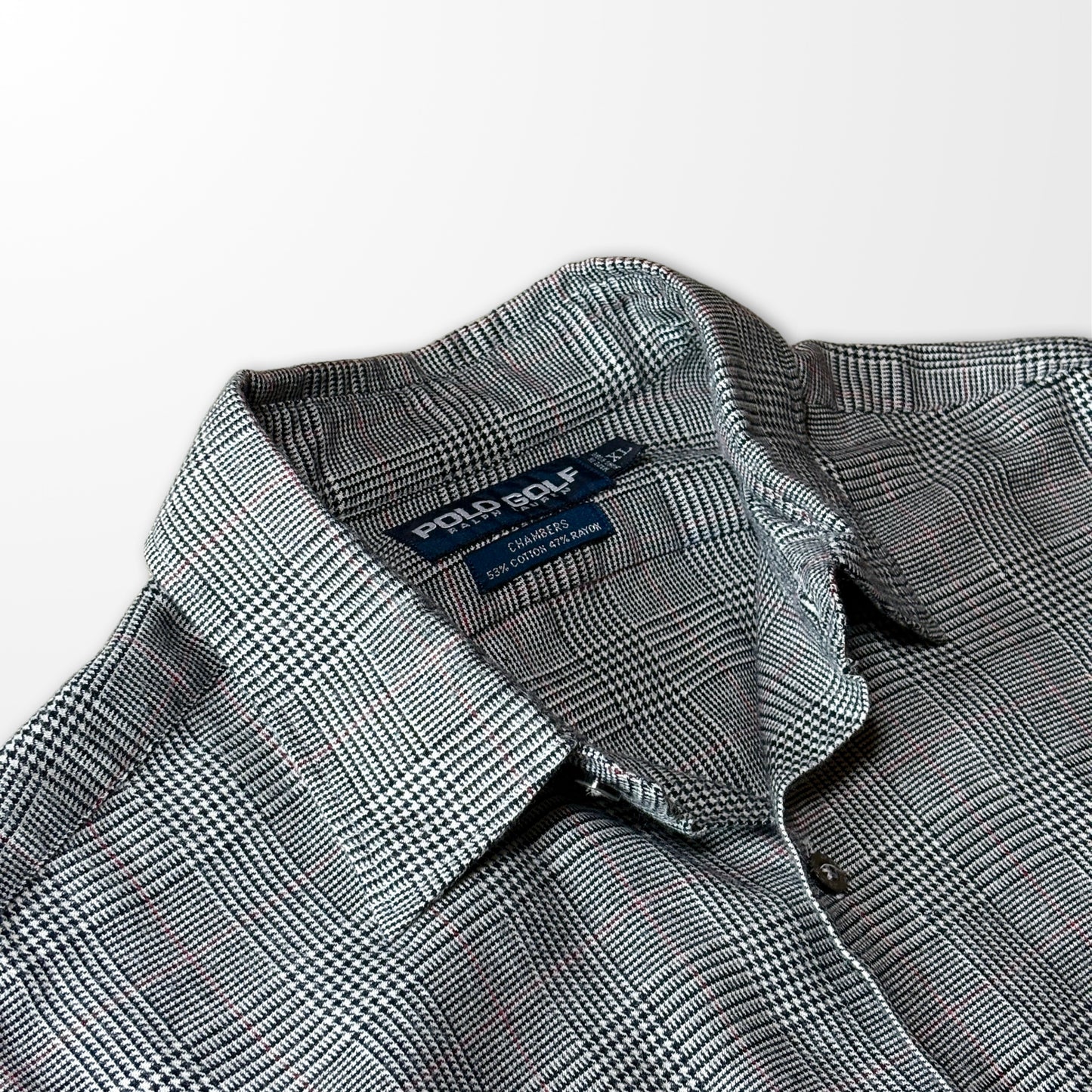 Cotton Rayon Glen Check Shirt Polo Golf Ralph Lauren – XL