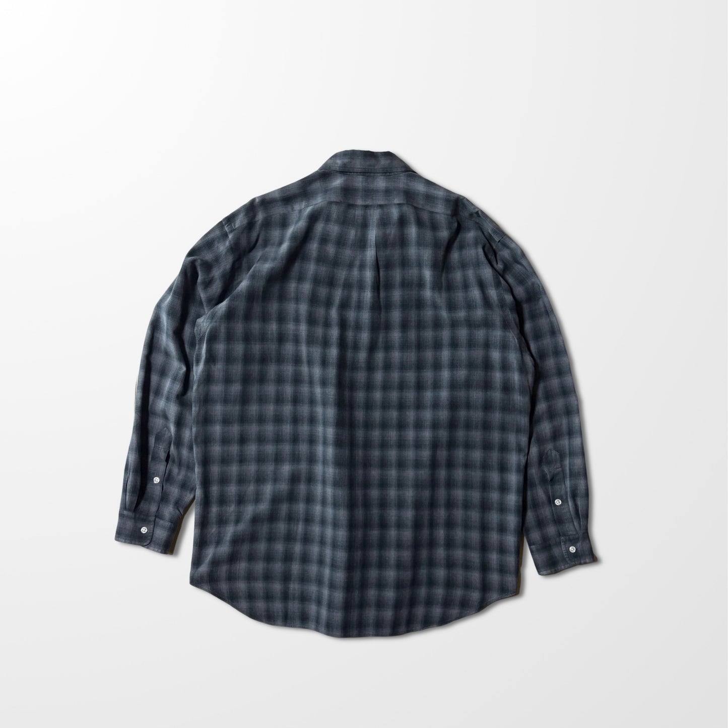 Ralph Lauren Ombre Check Silk Blend Shirt Black – L