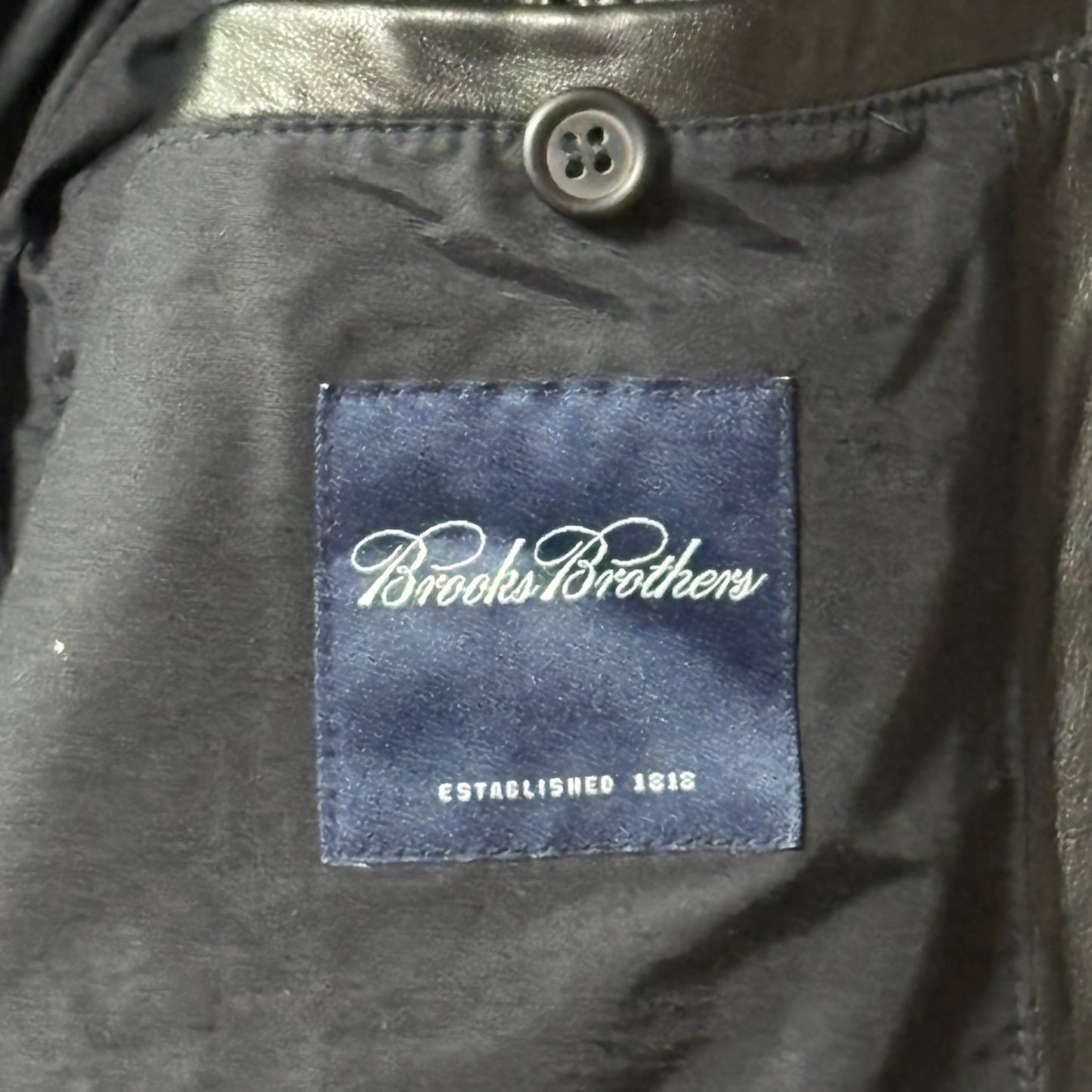 Brooks Brothers Leather Tailored Jacket – Black, L