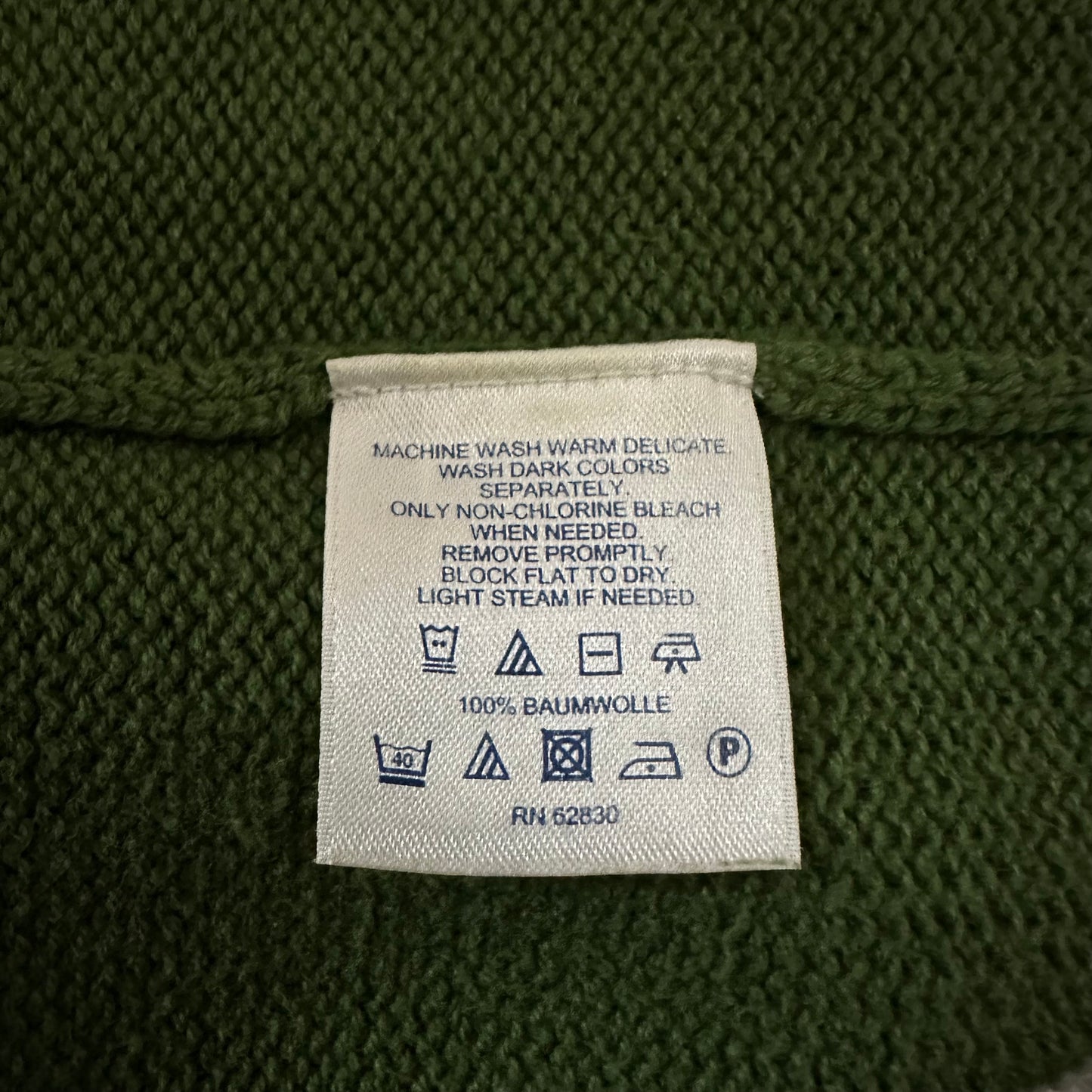 Lands’ End Drifter Cotton Sweater – XL Tall / Olive Green