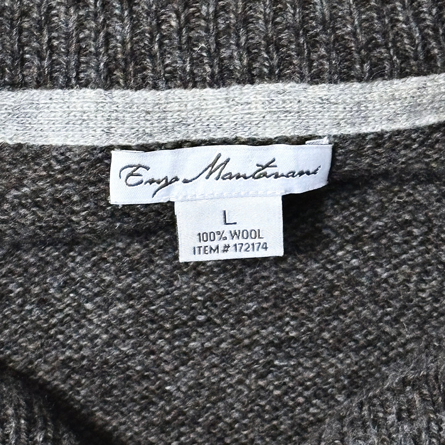 Henley Knit Sweater Enzo Mantovani 100% Wool – Charcoal – L