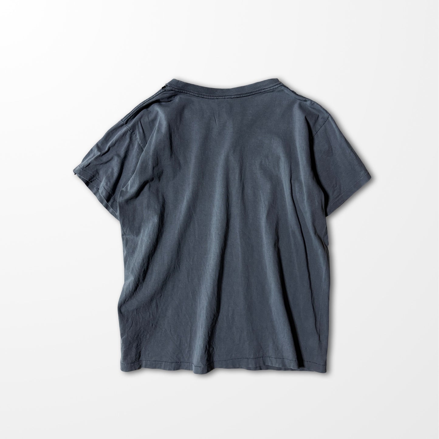 Faded Art Print T-shirt / abstract face & stars / charcoal gray