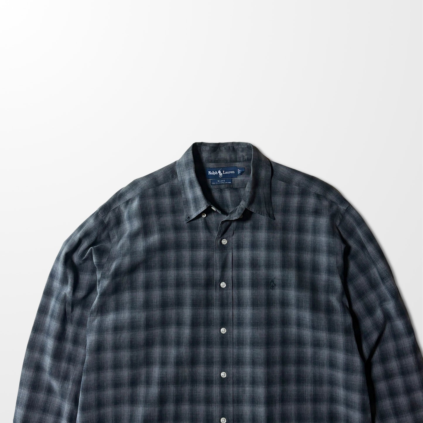 Ralph Lauren Ombre Check Silk Blend Shirt Black – L