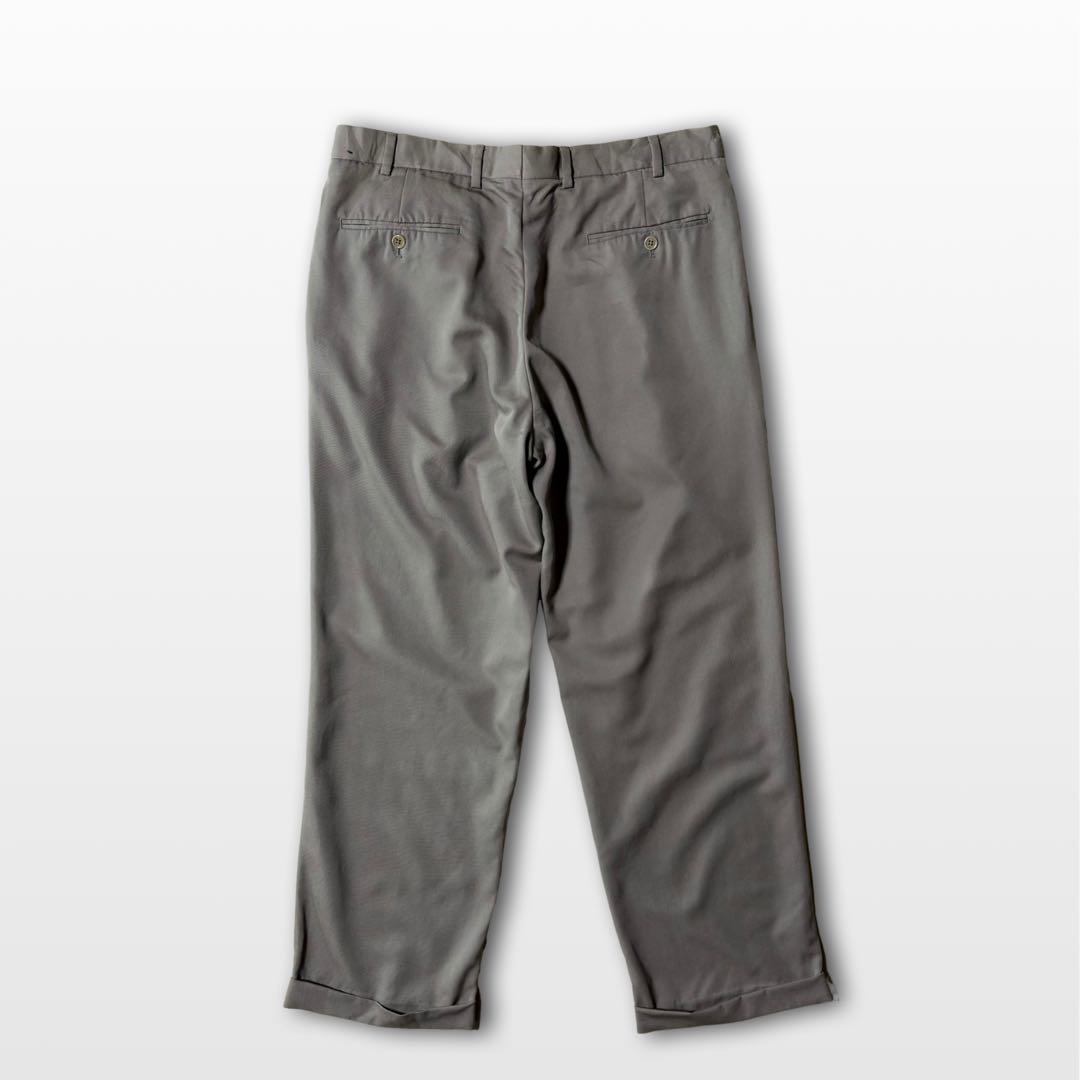 Brooks Brothers Wool Wide Tuck Trousers – Taupe & Brown Fluid Fit