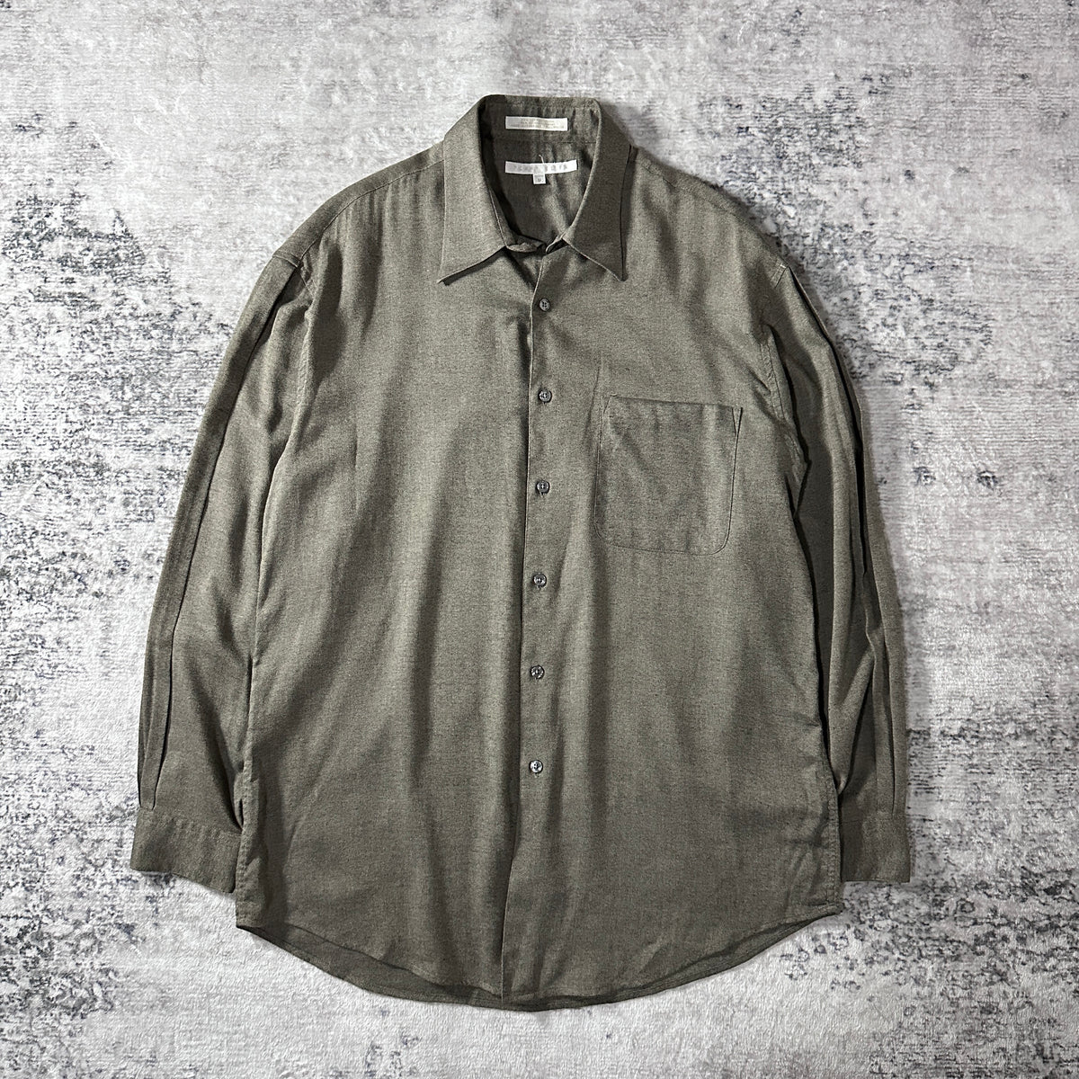Perry Ellis Greige Brushed Long Sleeve Shirt Size M