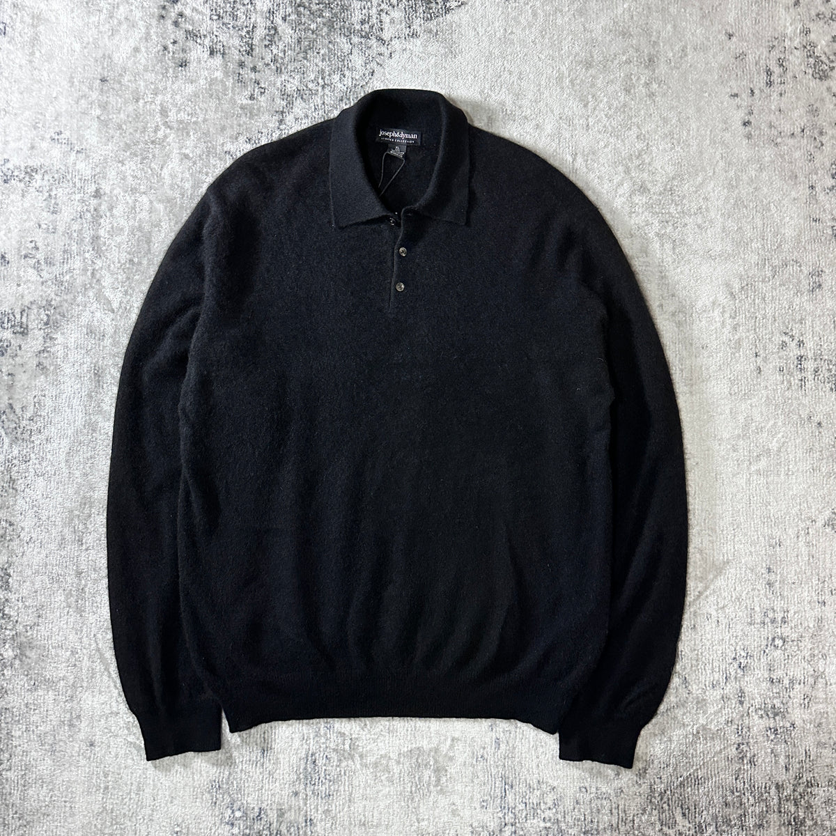 Joseph & Lyman Black 100% Cashmere Knit Polo Sweater Size XL
