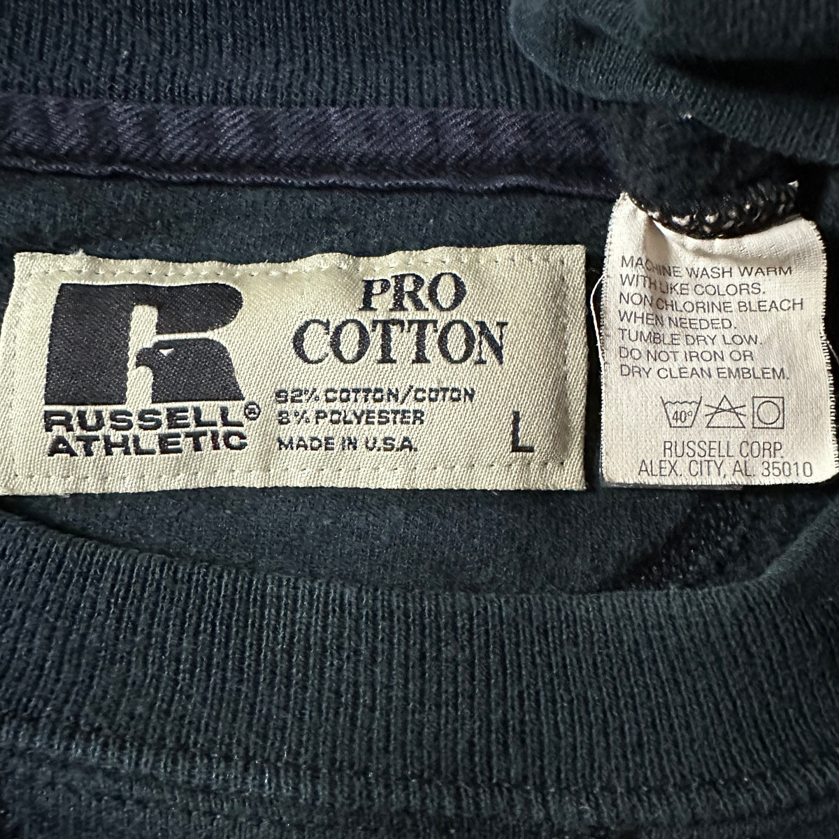 Russell Athletic Pro Cotton Black Crewneck Sweatshirt Made in USA Size L