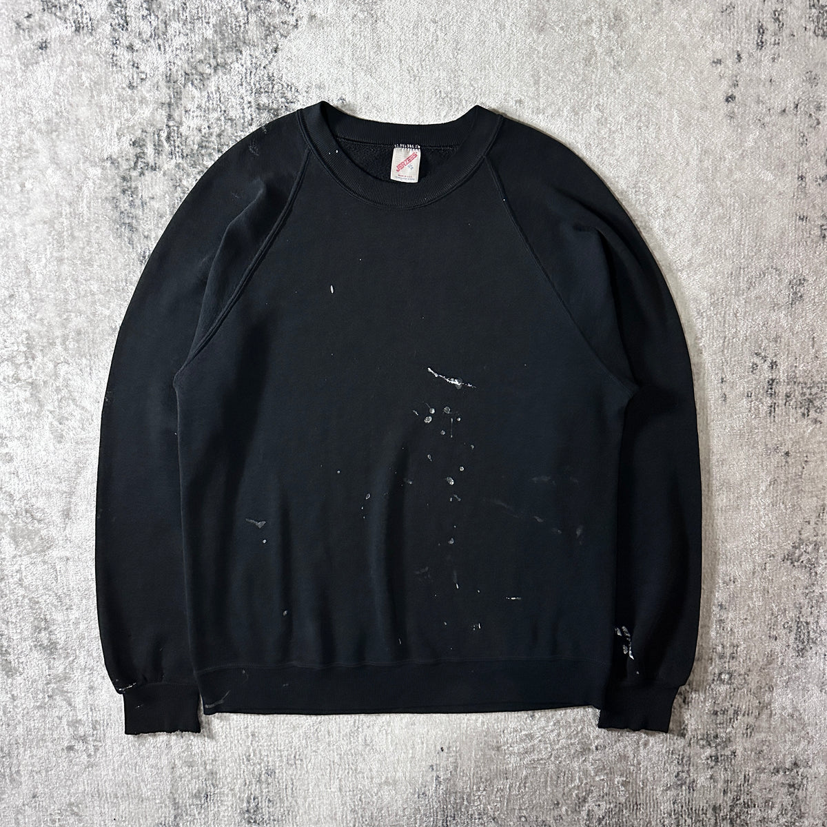 Jerzees Black Raglan Sweatshirt with Paint Made in USA Size XL